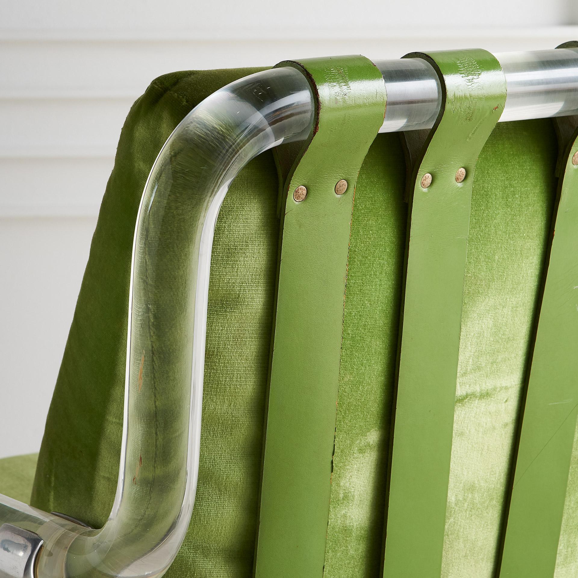Mid-Century Modern Jeff Messerschmidt Pipeline Chair in Green Fabric