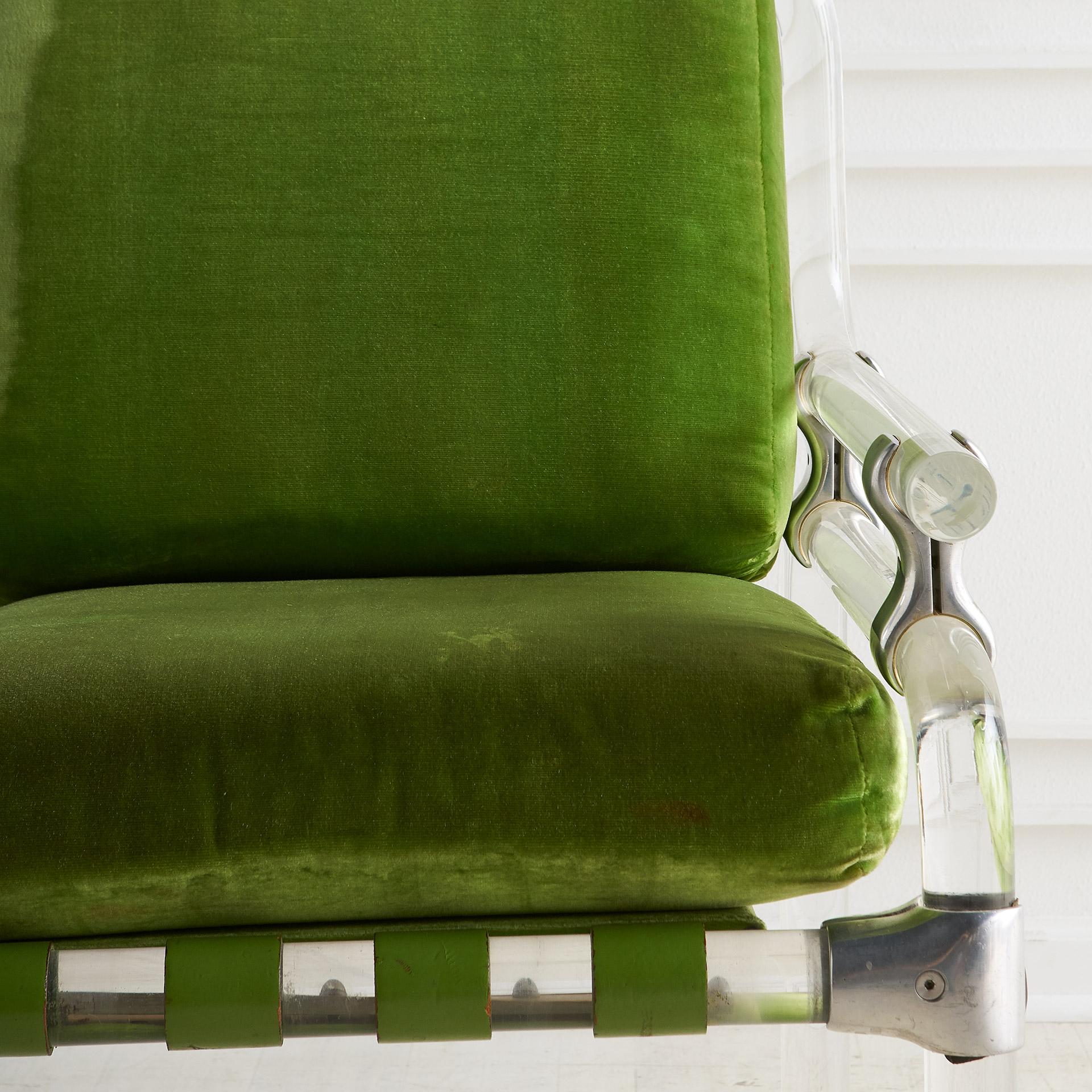 Velvet Jeff Messerschmidt Pipeline Chair in Green Fabric