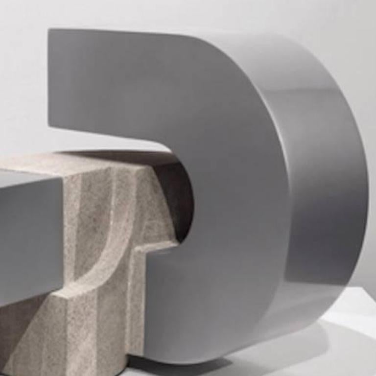 Calligraph - Gray Abstract Sculpture by Jeff Metz