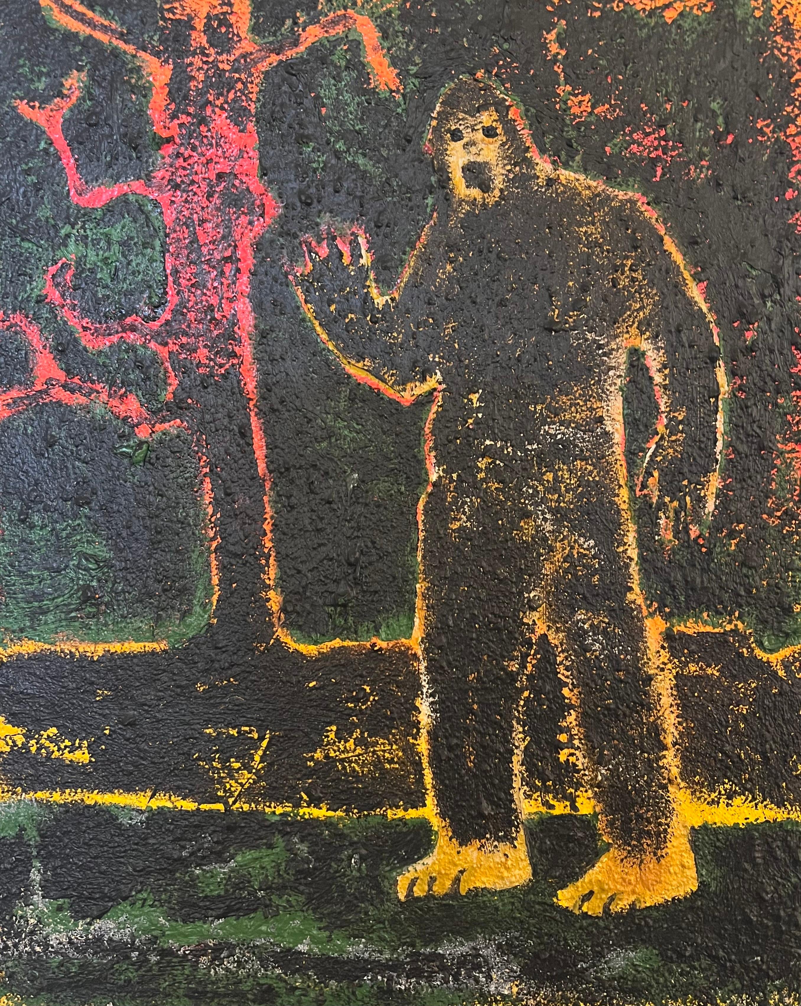Jeff Nachtigall Animal Painting – Nach Einbruch der Dunkelheit
