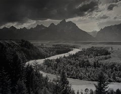 Tetons, rivière de serpents, nuages, tempête d'après-midi WY
