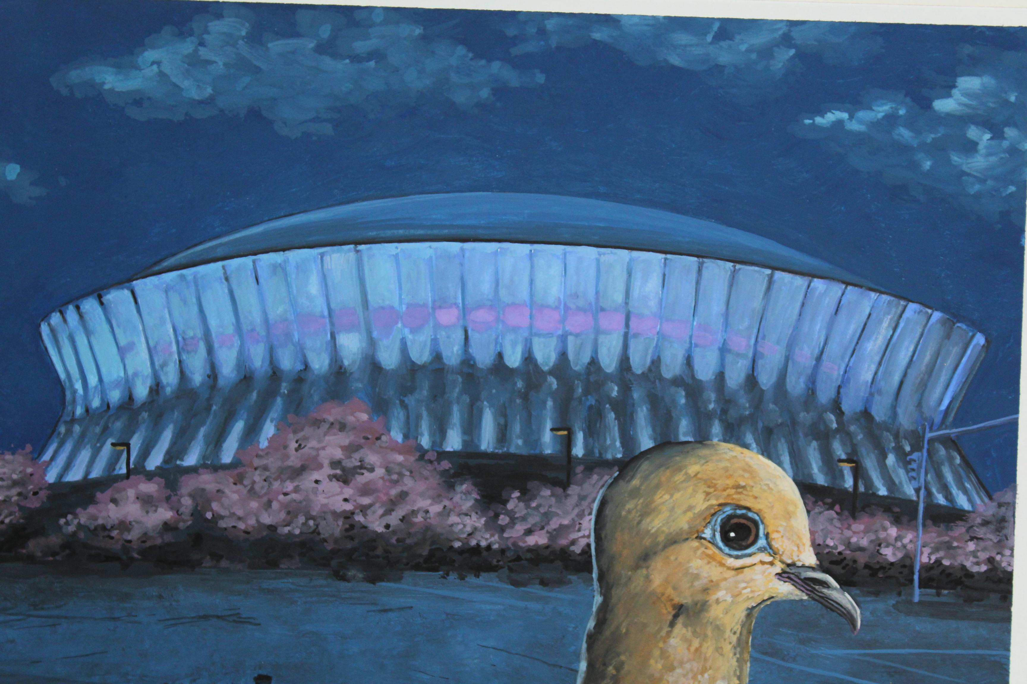 Mourning Dove on French Toast Sticks - Painting by Jeff Pastorek