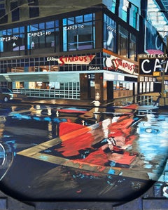 Jeff Pullen New York City Street Painting Mixed Media "Silence Rings Out" (Le silence résonne)