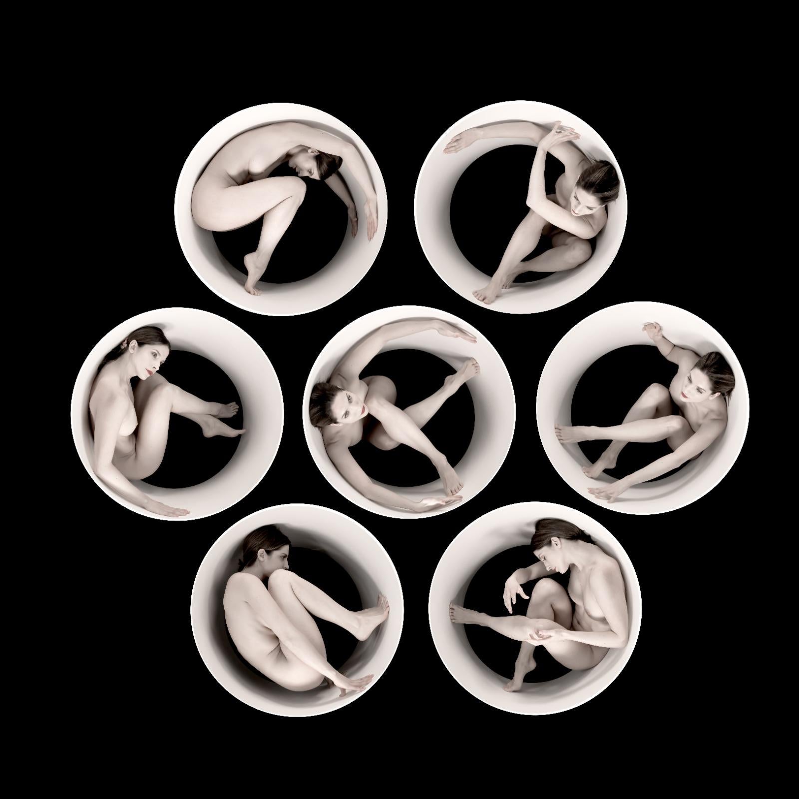 "Cir2" 3-D Lenticular Black & White figurative nude photo framed, contemporary