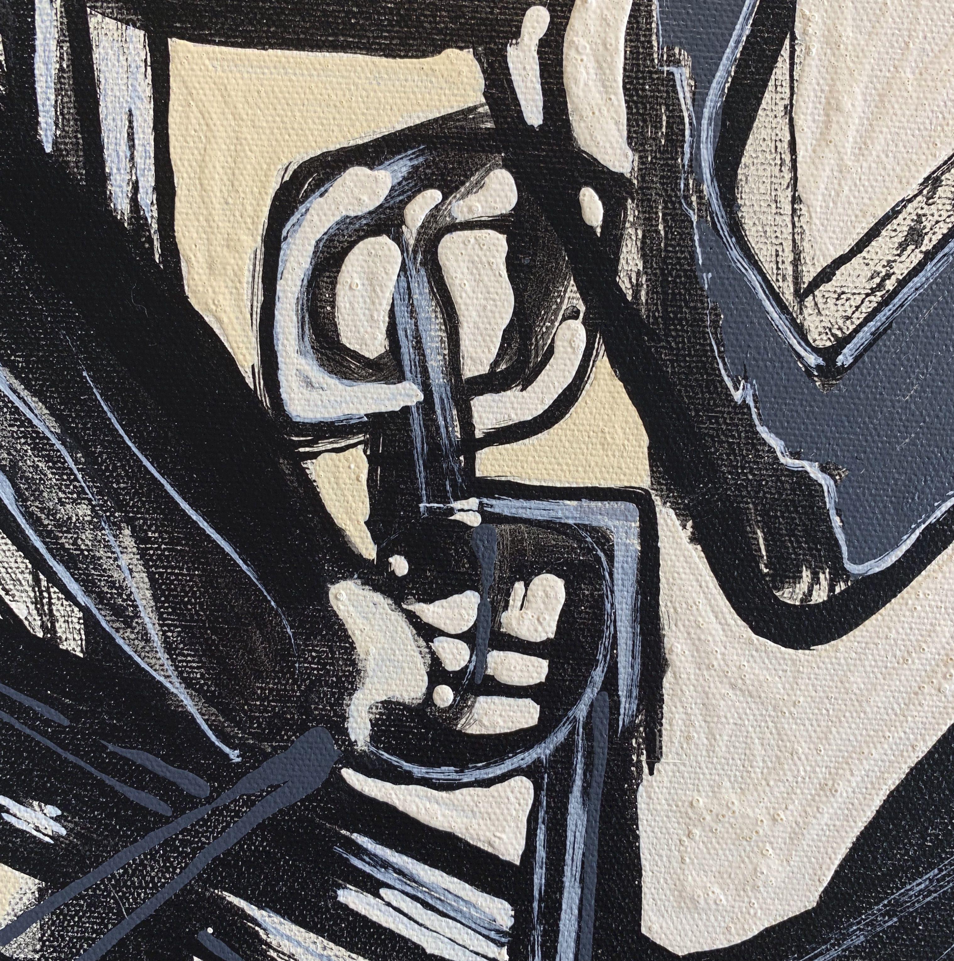 CRISIS QUE CRISIS, Pintura, Acrílico sobre lienzo - Abstract Painting Negro de Jeff Rosen