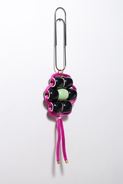 "Beaded Flower 9" Oversized glazed stoneware beads, Ceramic, Flora, Hanging