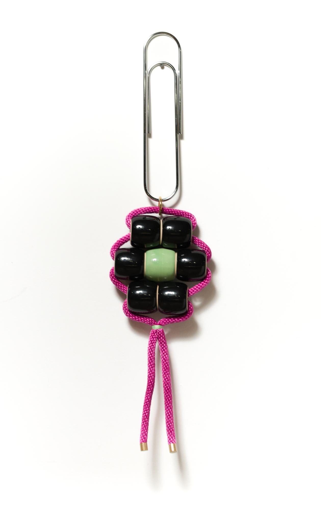 "Beaded Flower 9" Oversized glazed stoneware beads, Ceramic, Flora, Hanging
