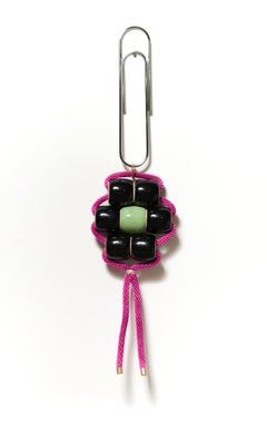 "Beaded Flower 9" Oversized glazed stoneware beads, Ceramic, Flora, Hanging