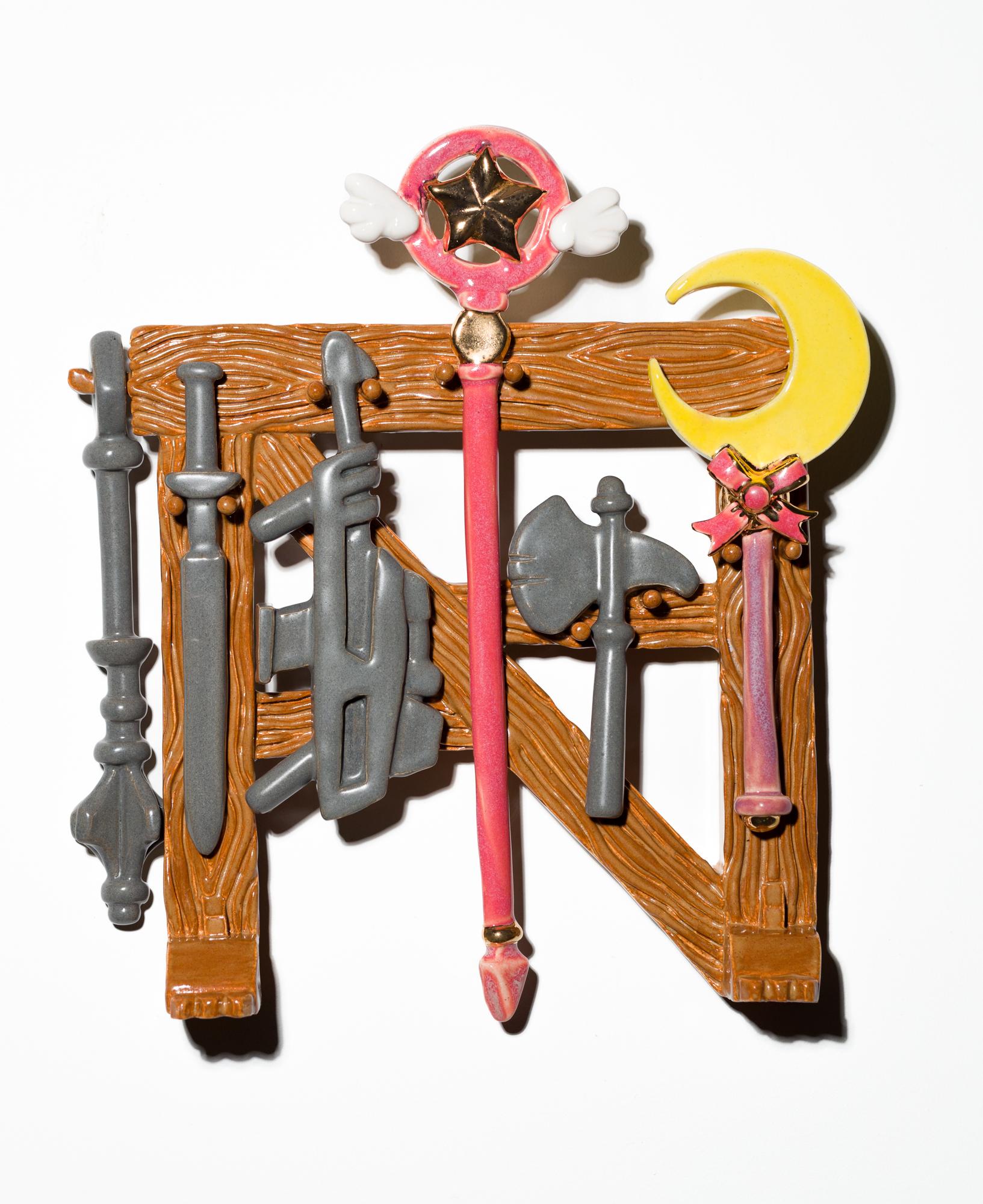 "Armeria gay" Armi in ceramica, Sailor Moon, rosa, motivo in legno, Nostalgia, anni '90