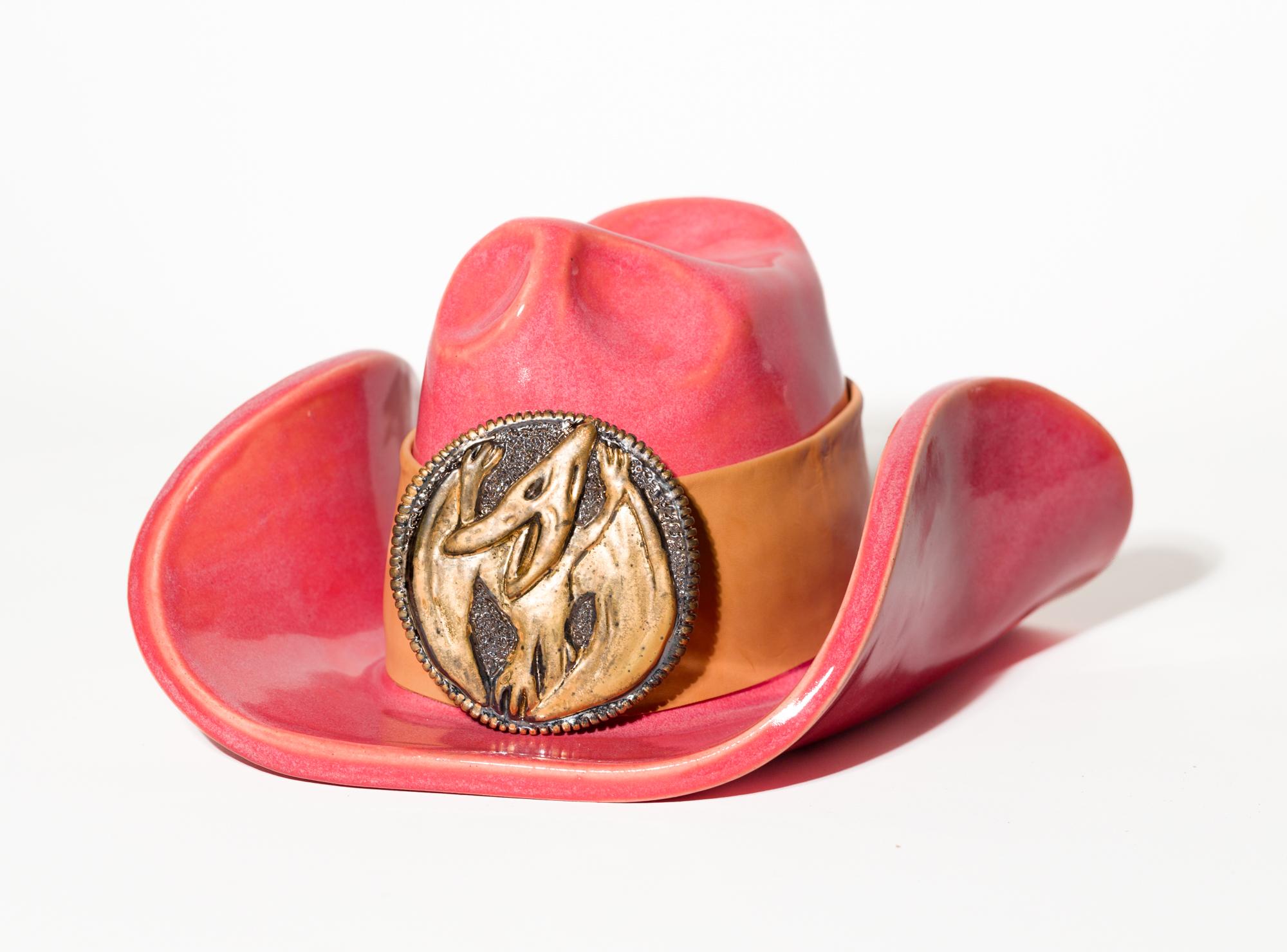 Gres "Ranger Rosa", Cerámica, Sombrero Vaquero Rosa, Motivo Power Ranger, Hebilla