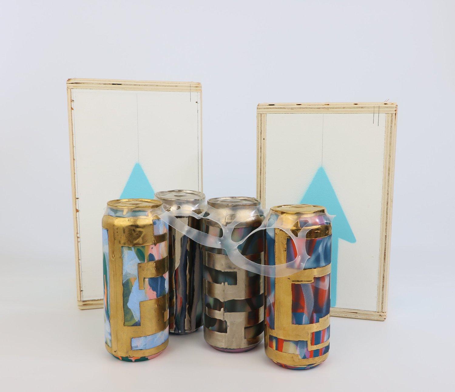 Beer Can 13 (ceramic and gold sculpture) - Contemporary Sculpture by Jeff Schwarz