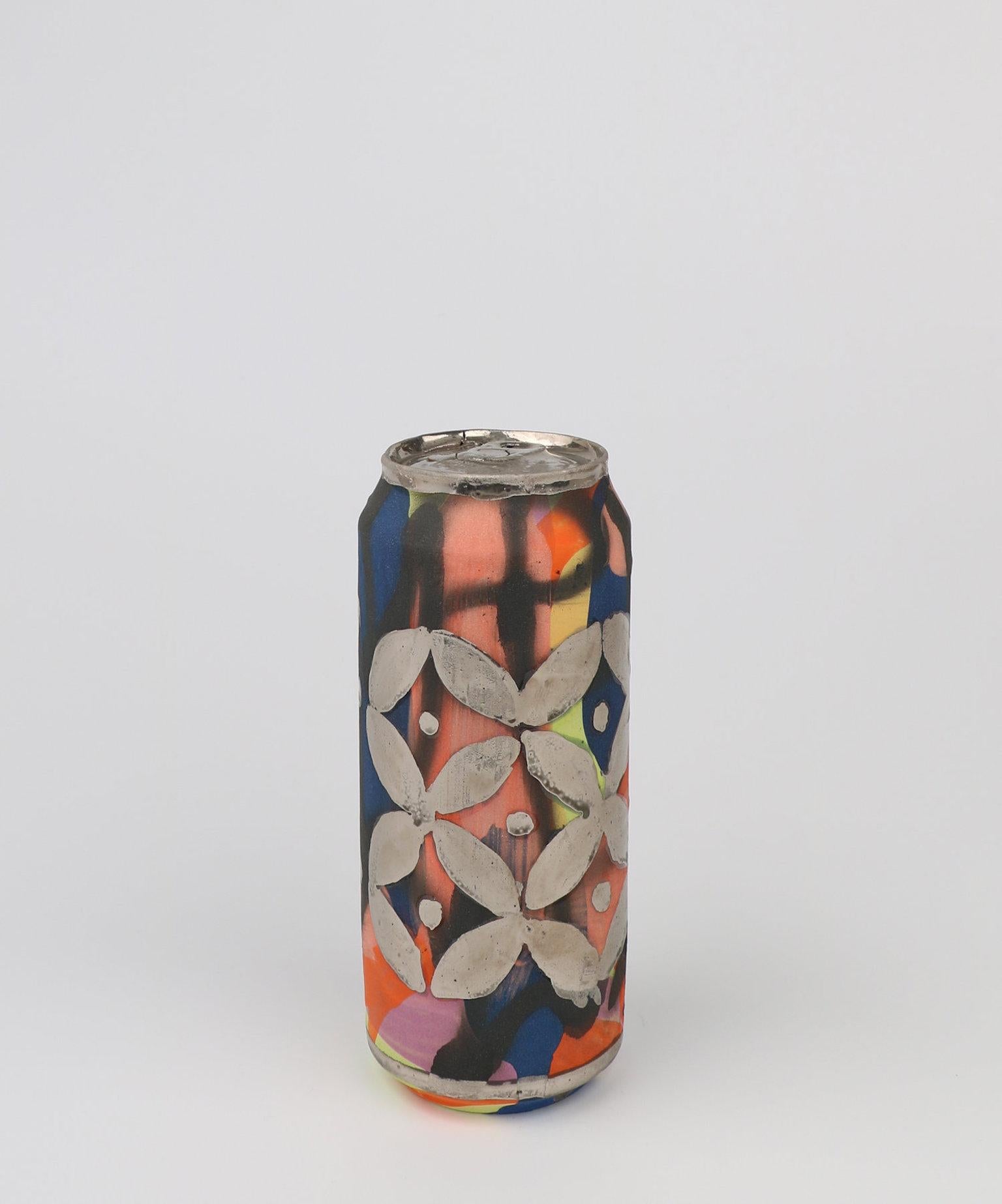 Jeff Schwarz Still-Life Sculpture - Beer Can 22 (ceramic and silver sculpture)