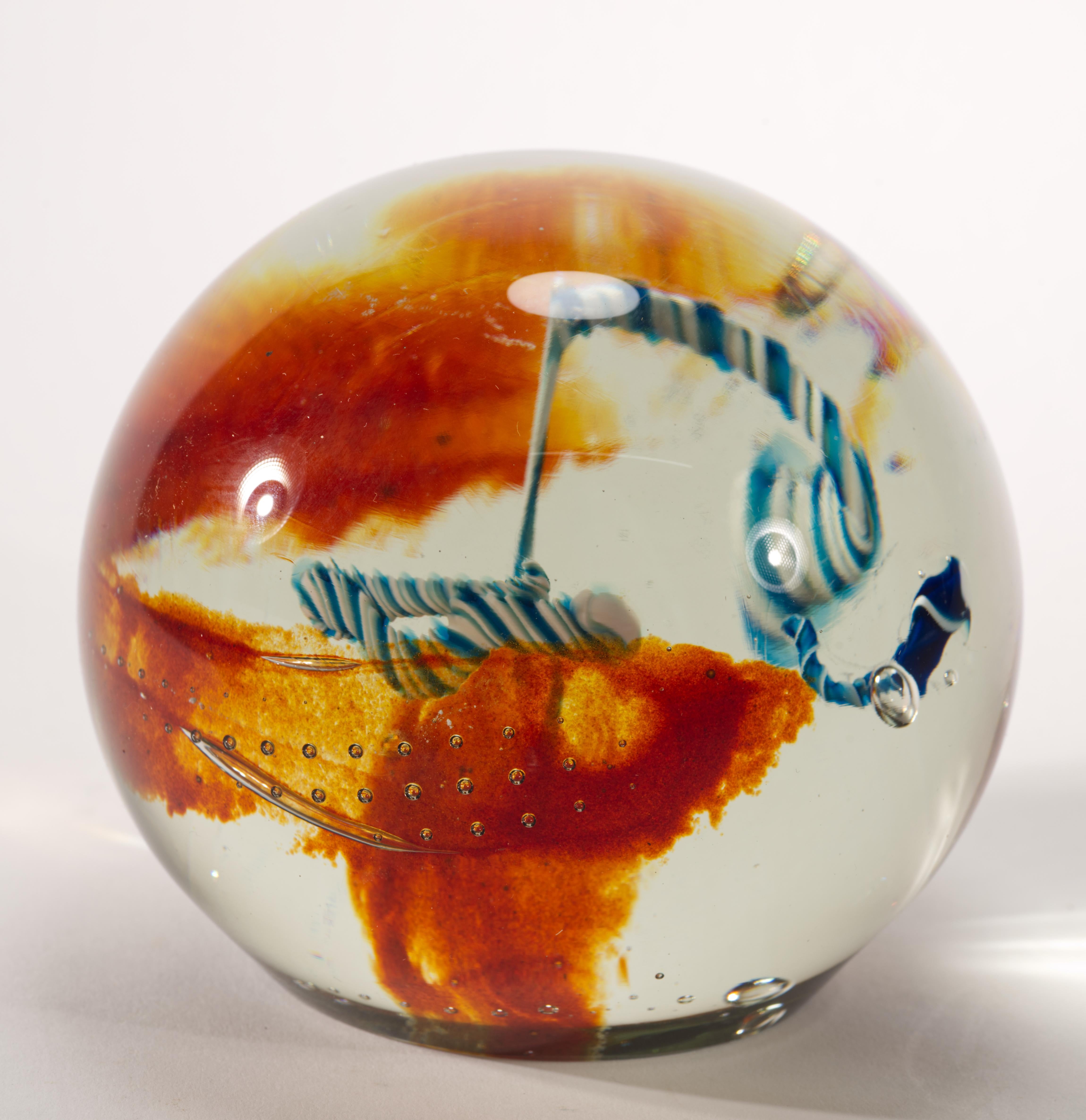 Post-Modern Jeff Seely Large Paperweight, American Studio Art Glass 1980s For Sale