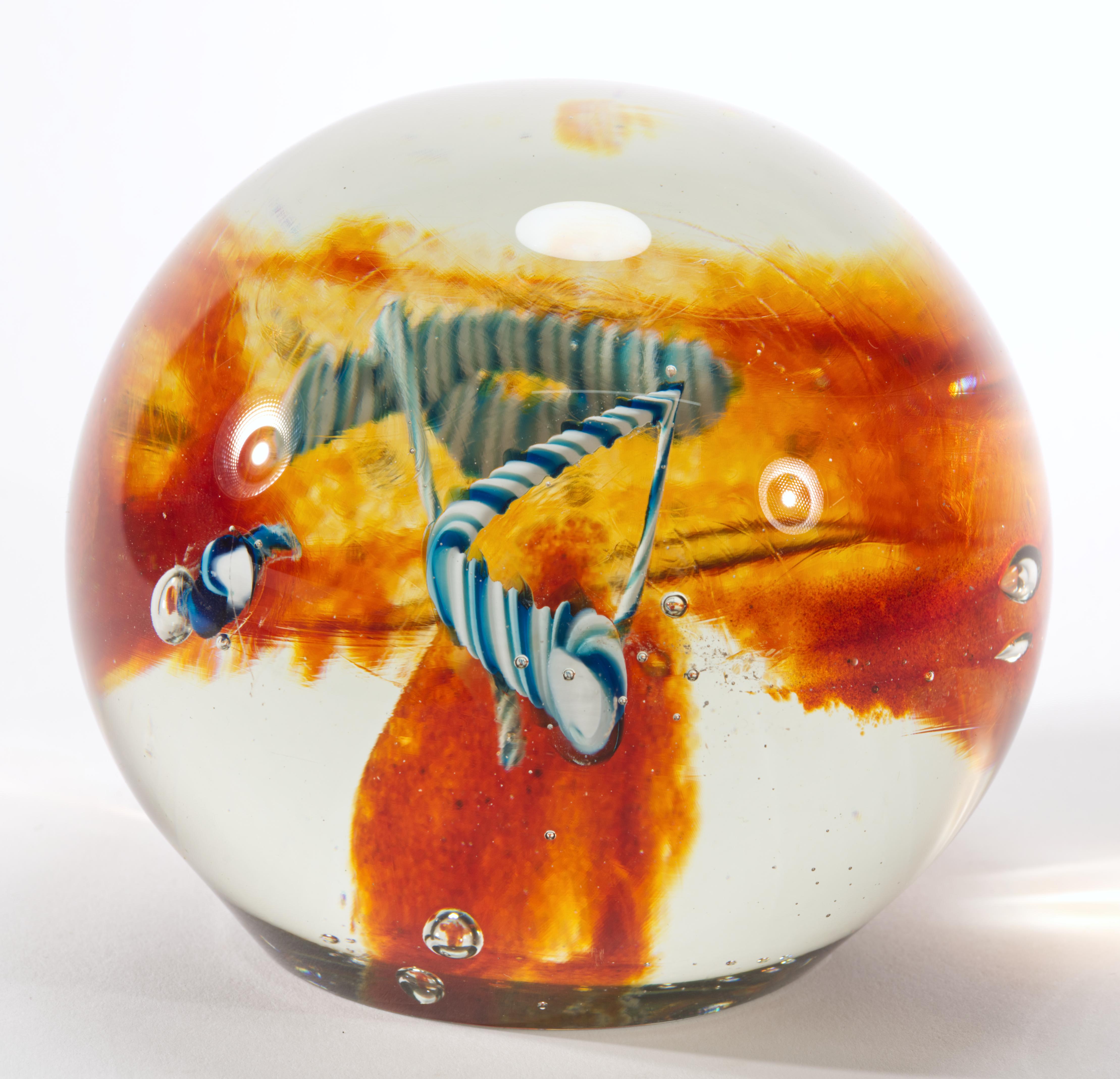 20th Century Jeff Seely Large Paperweight, American Studio Art Glass 1980s For Sale