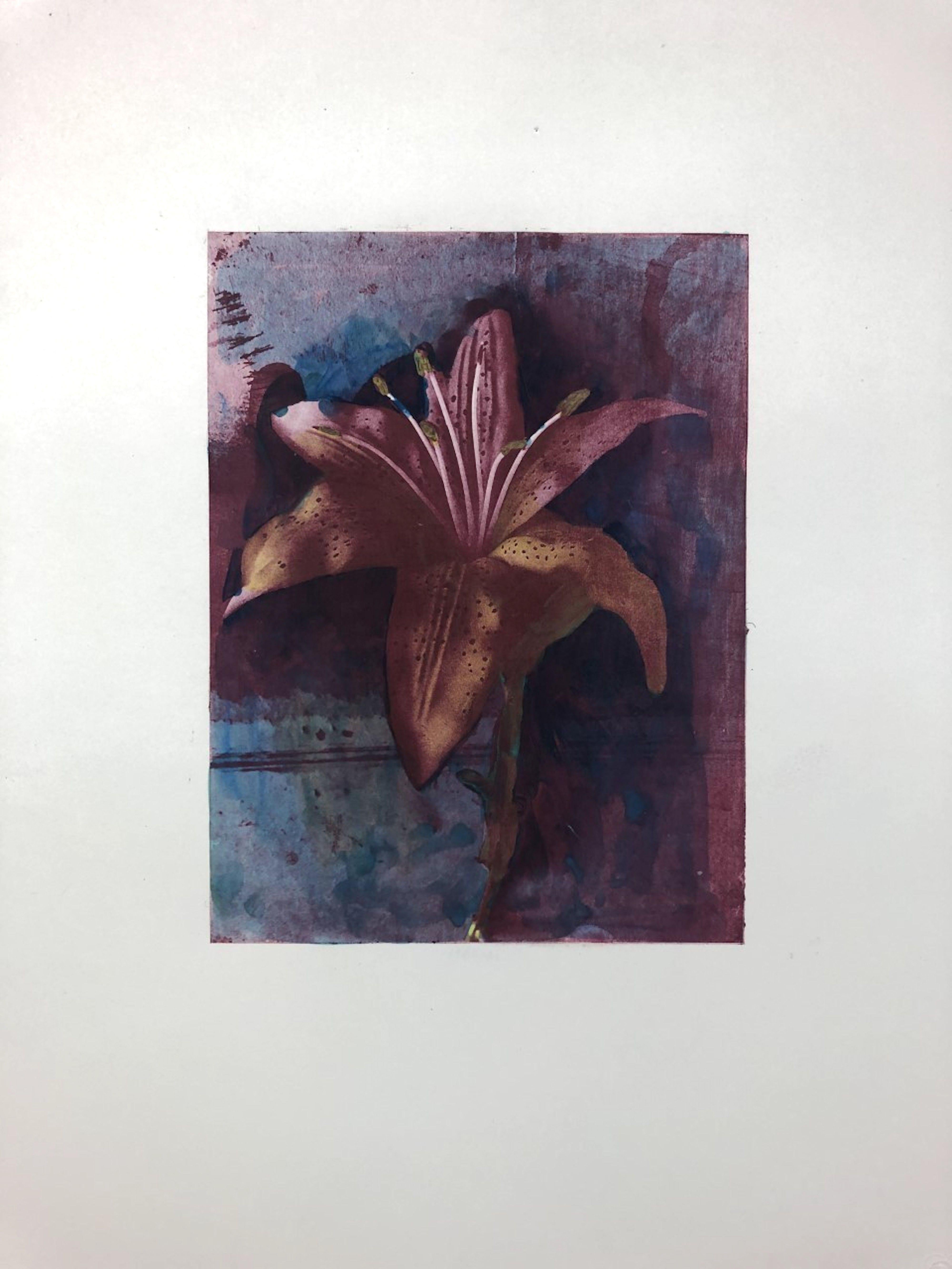 A hand printed photo lithograph with hand coloring/painting by international artist Jeffrey Sippel.  All printing using an etching press and watercolor additions performed by the artist.  The image size measures 10 1/2" X 8" and the paper size is