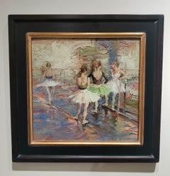 Chit Chat, Oil Painting, American Impressionism. Ballet, Framed Free Shipping 