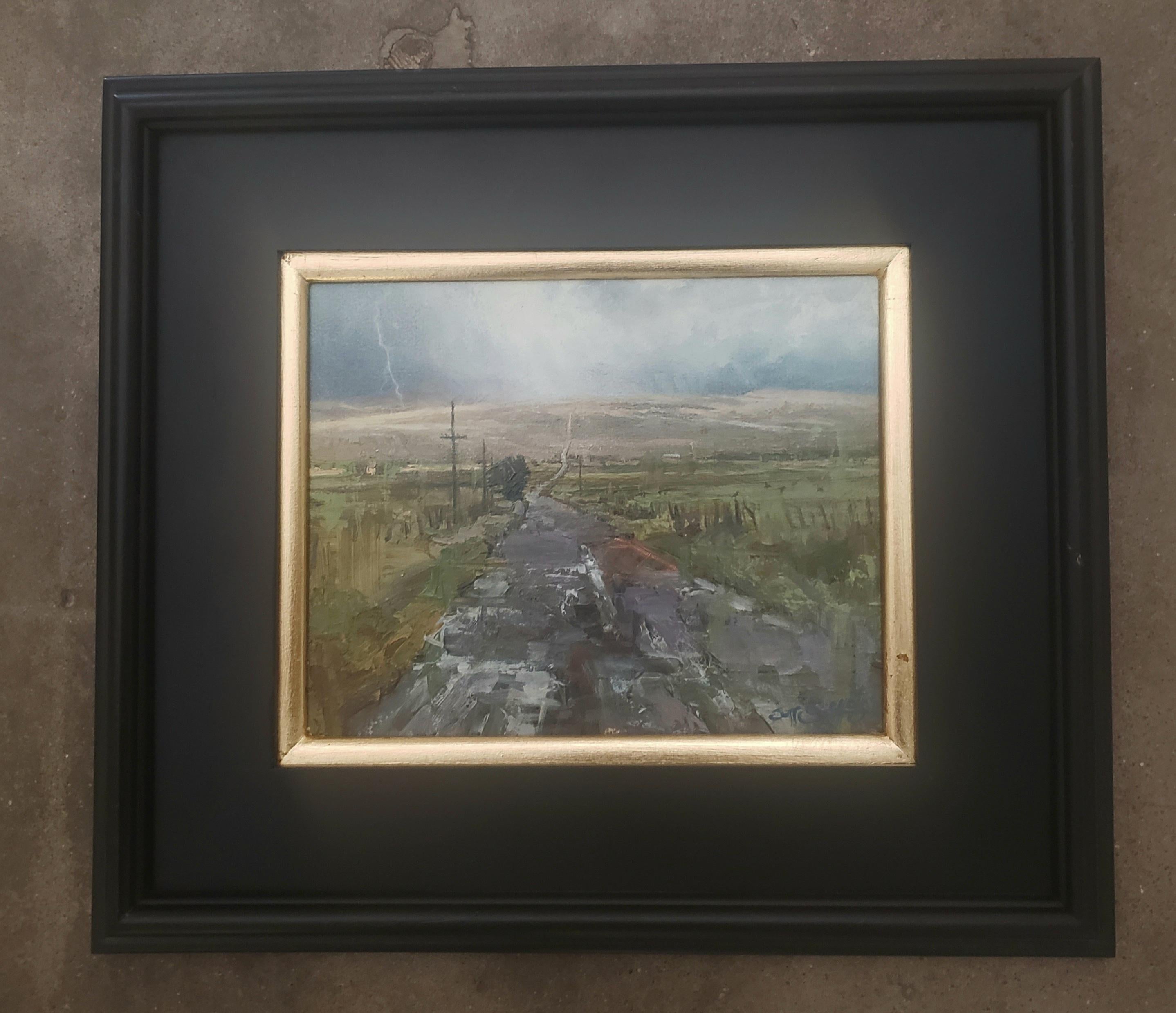  Colorado Drive Impressionism Oil  8x 10 Panel   Palette Knife   Framed  - Painting by Jeff Slemons