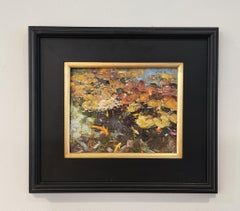 Petals on the Water, Oil  , American Impressionism, Koi Fish, Outdoors. Nature