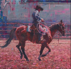 "Pink Rope" - Expressionist Gouache Painting on Illustration Board