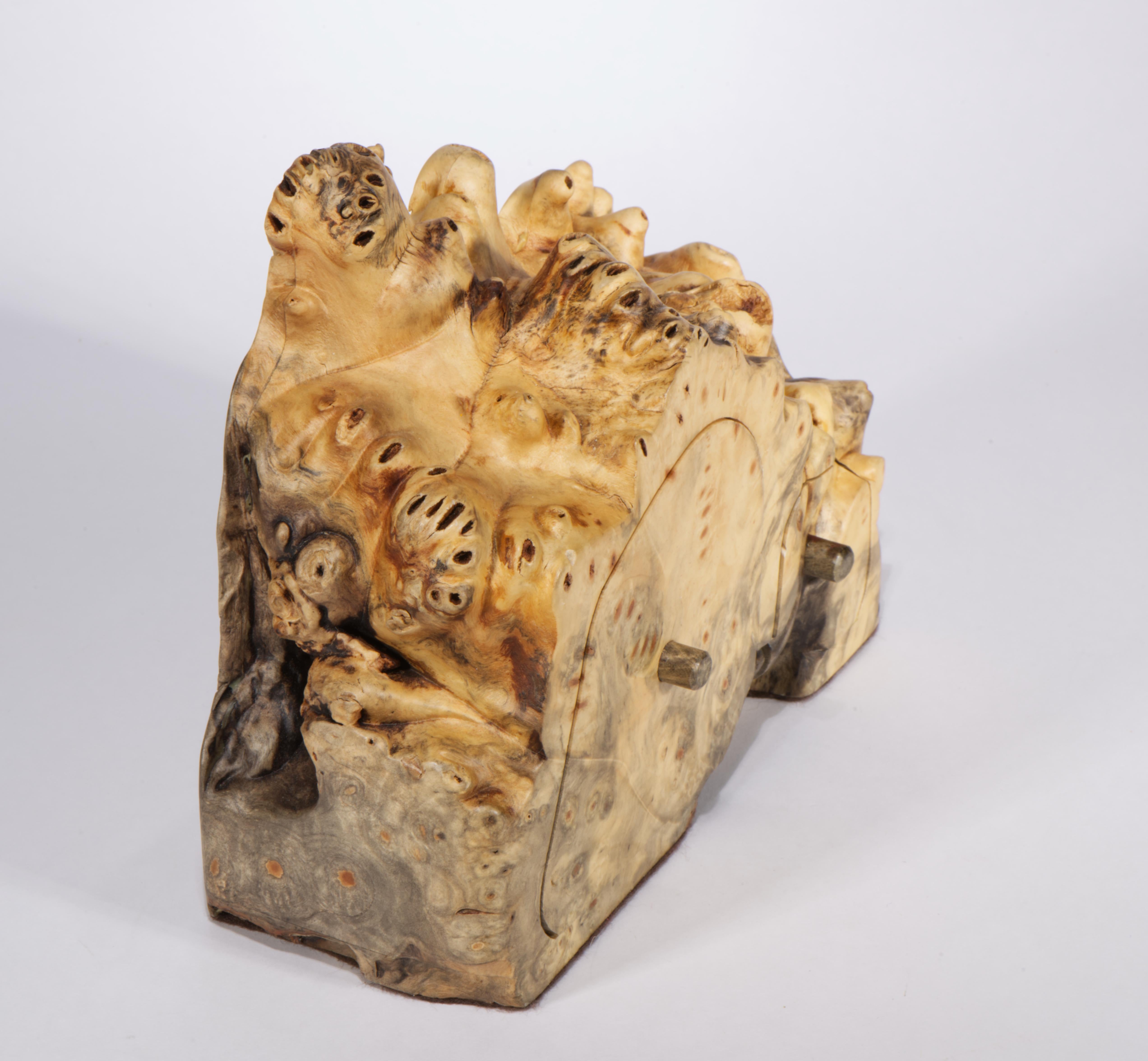 Jeff Trag Mappa Burl Carved Box Live Edge Secret Compartments For Sale 3