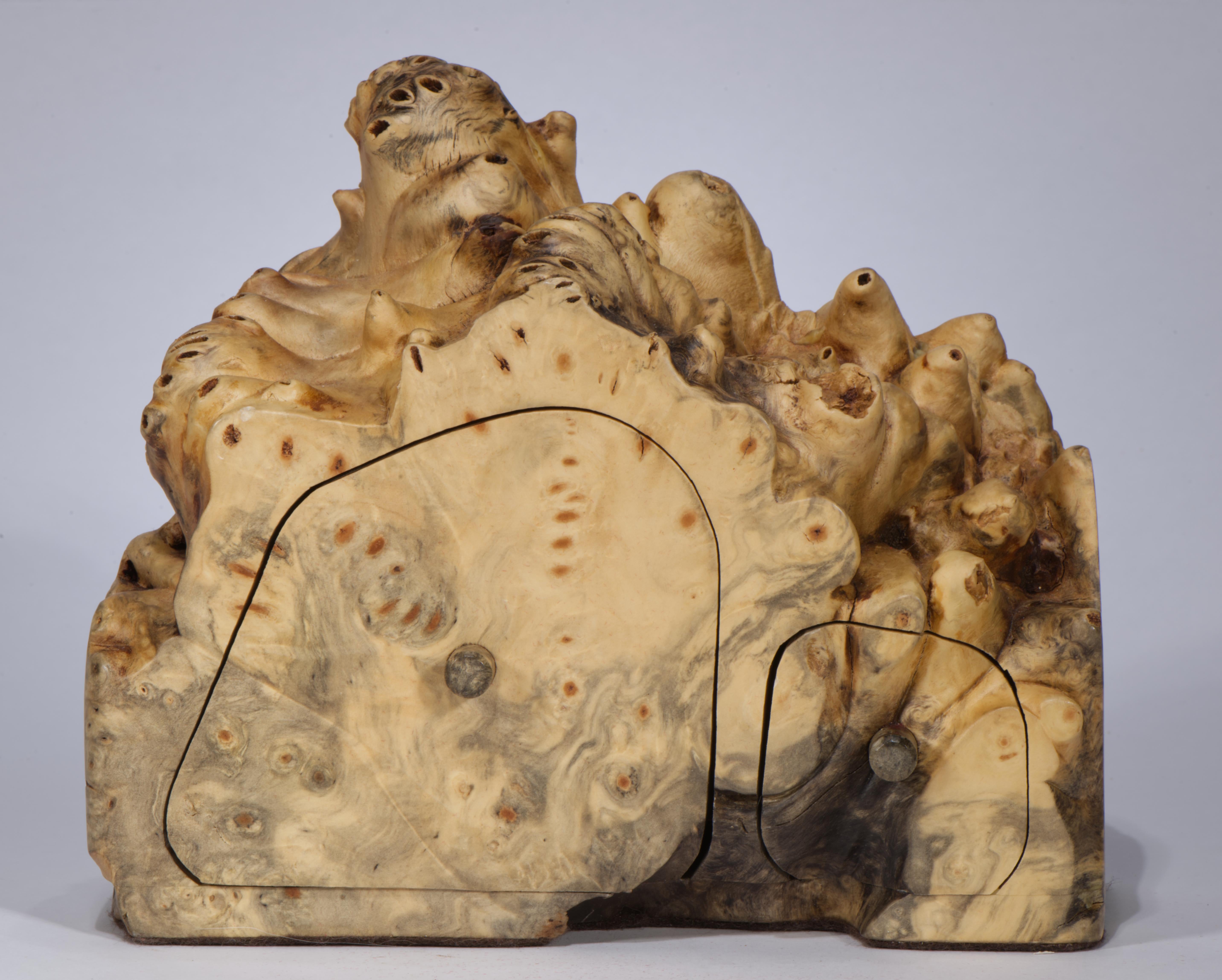 Jeff Trag Mappa Burl Carved Box Live Edge Secret Compartments For Sale 5