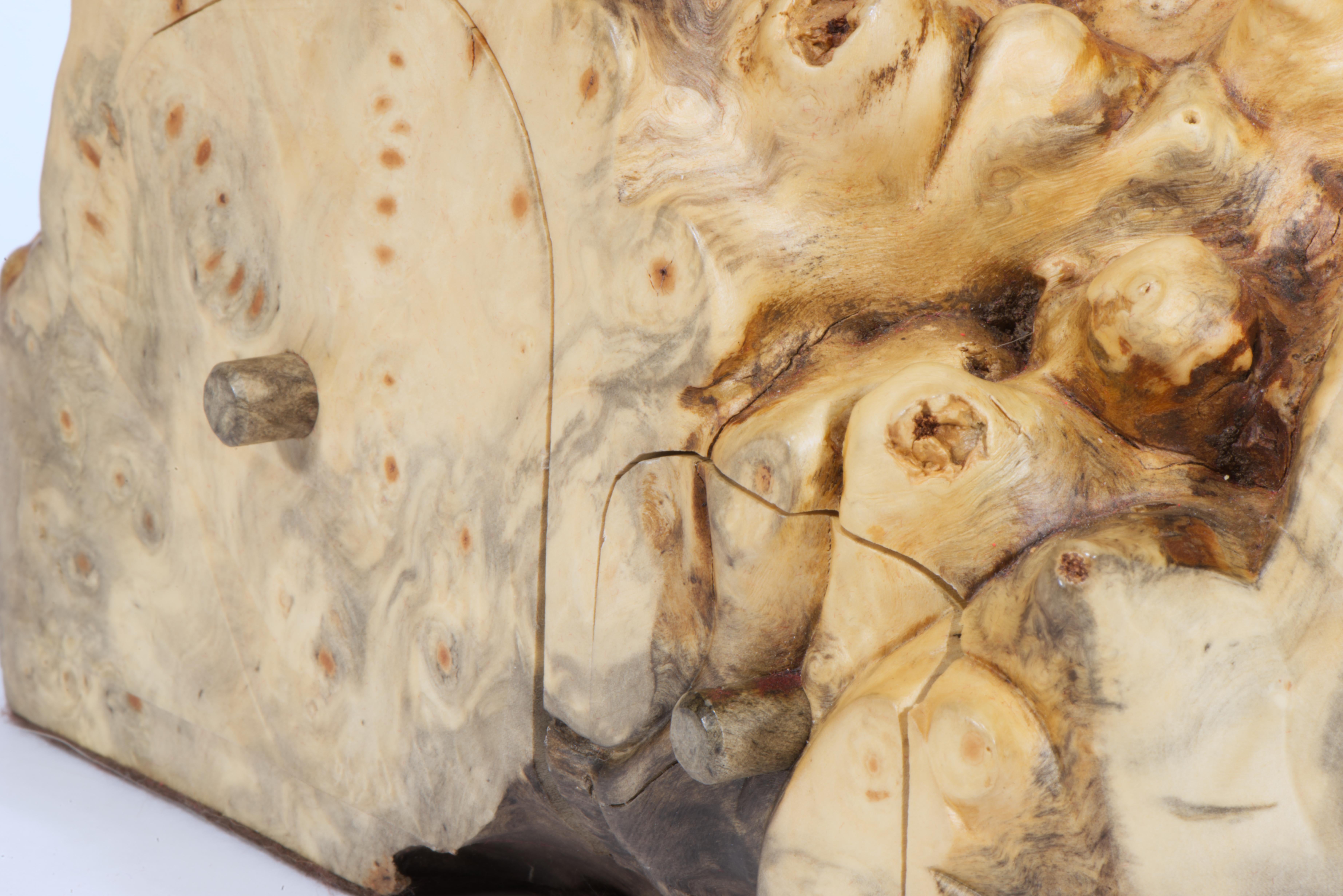 Jeff Trag Mappa Burl Carved Box Live Edge Secret Compartments For Sale 6