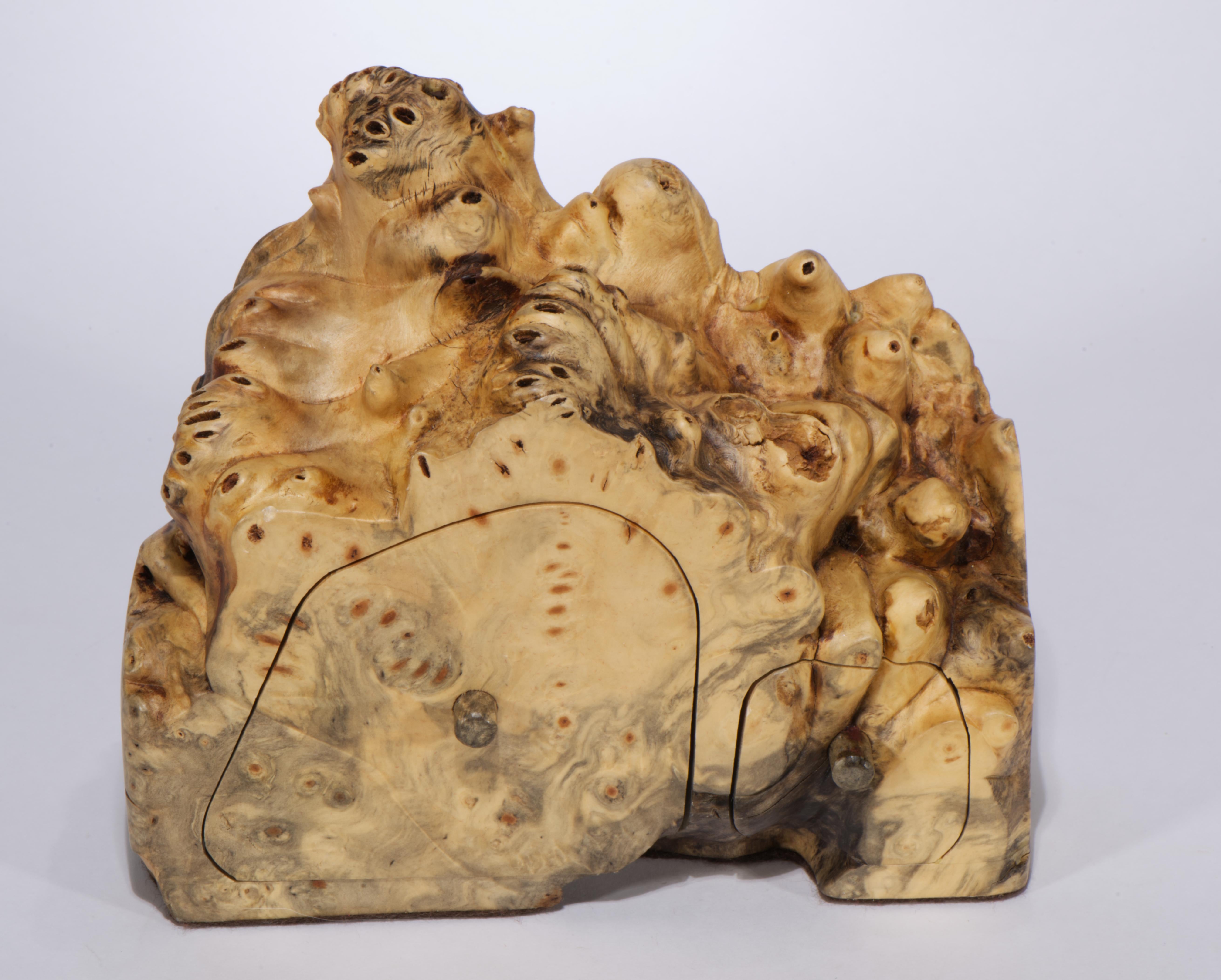 Jeff Trag Mappa Burl Carved Box Live Edge Secret Compartments For Sale 2