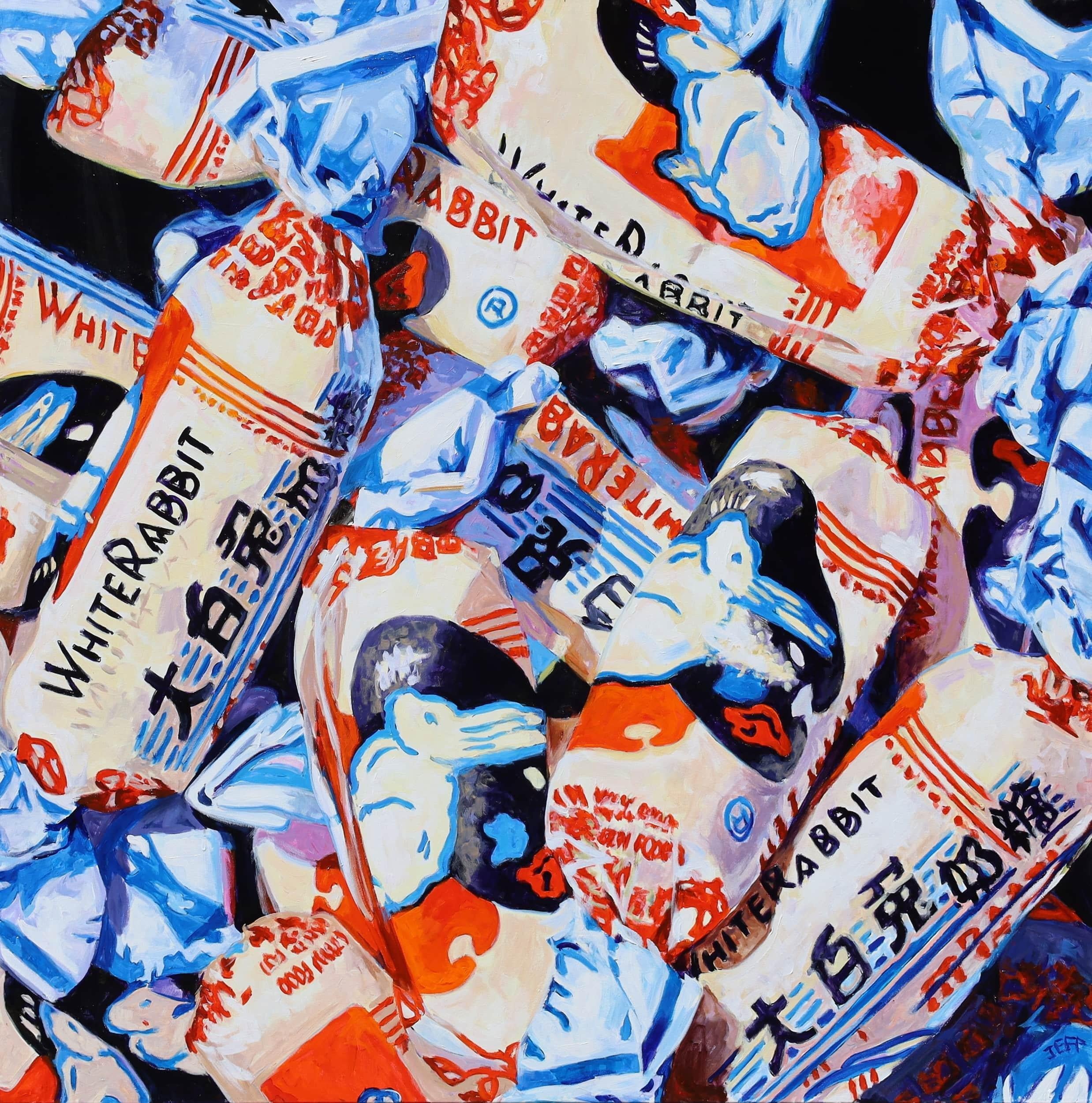 Jeff Wilson Still-Life Painting - White Rabbit Bowl - acrylic on canvas