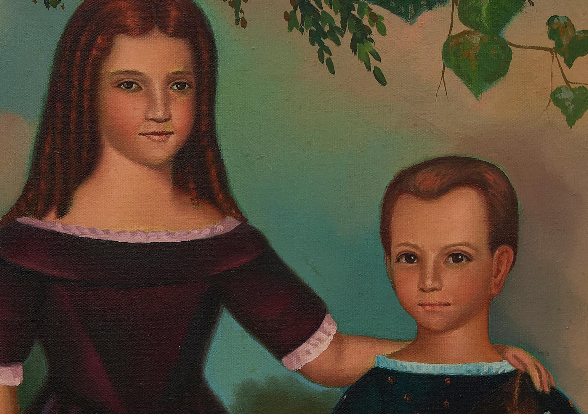 Primitive Folk Art Painting After Jefferson Gauntt  