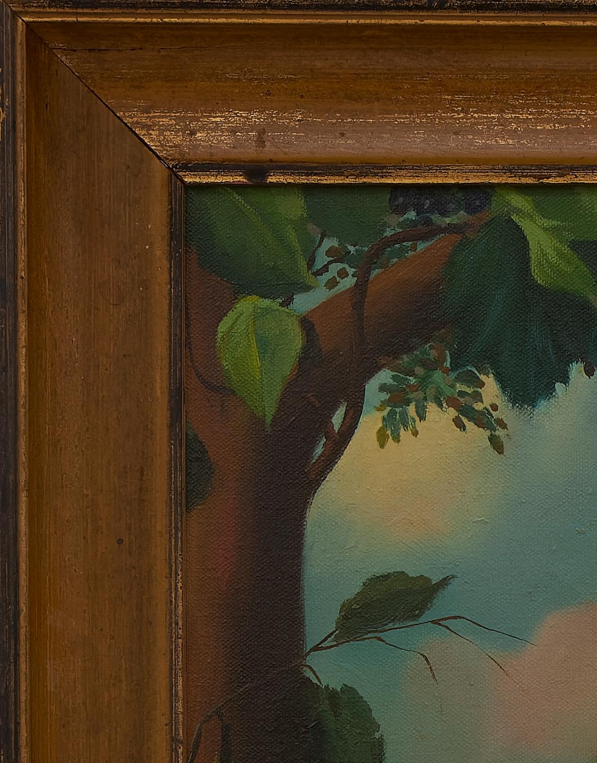 Primitive Folk Art Painting After Jefferson Gauntt  