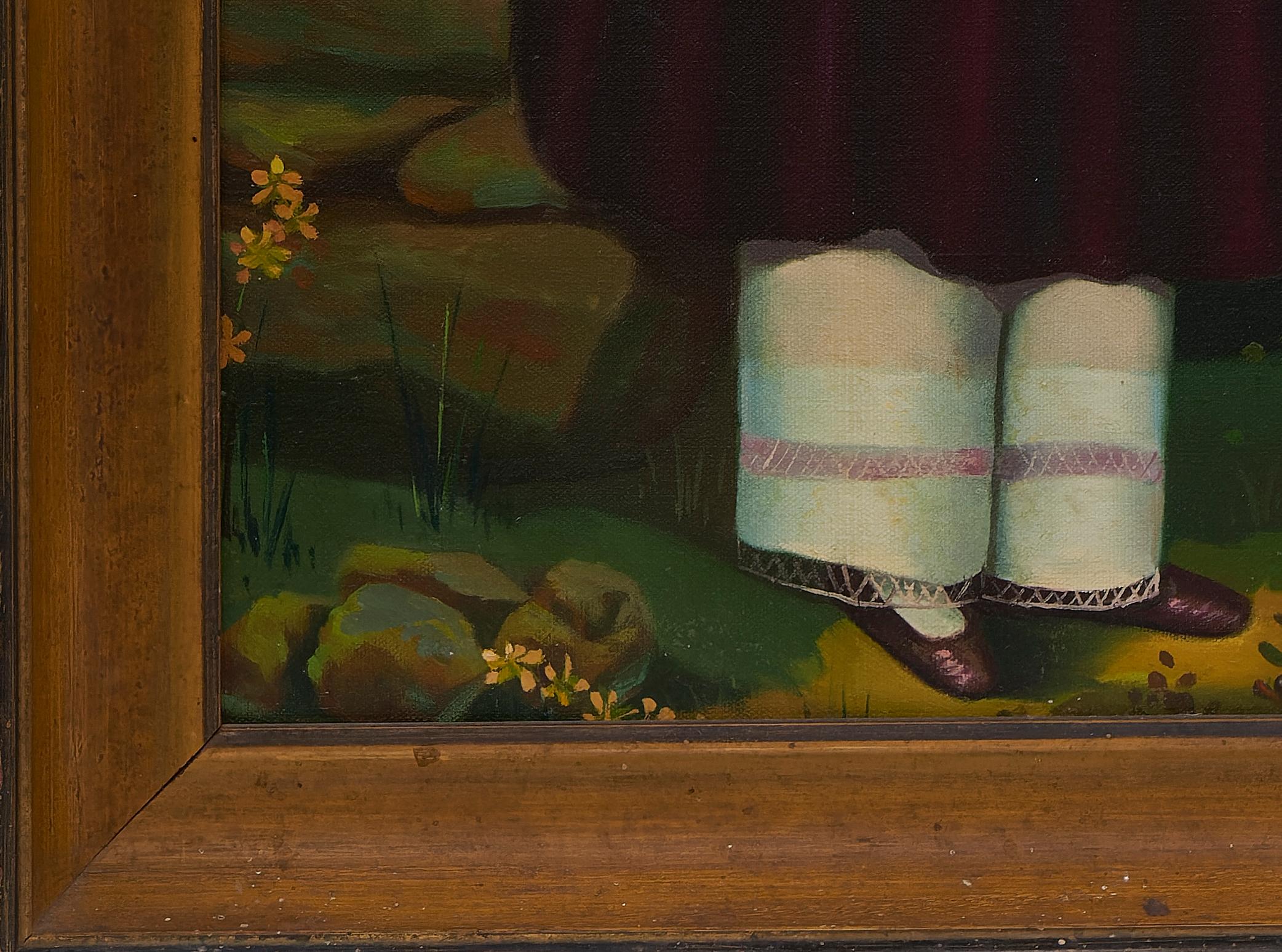 Primitive Folk Art Painting After Jefferson Gauntt  