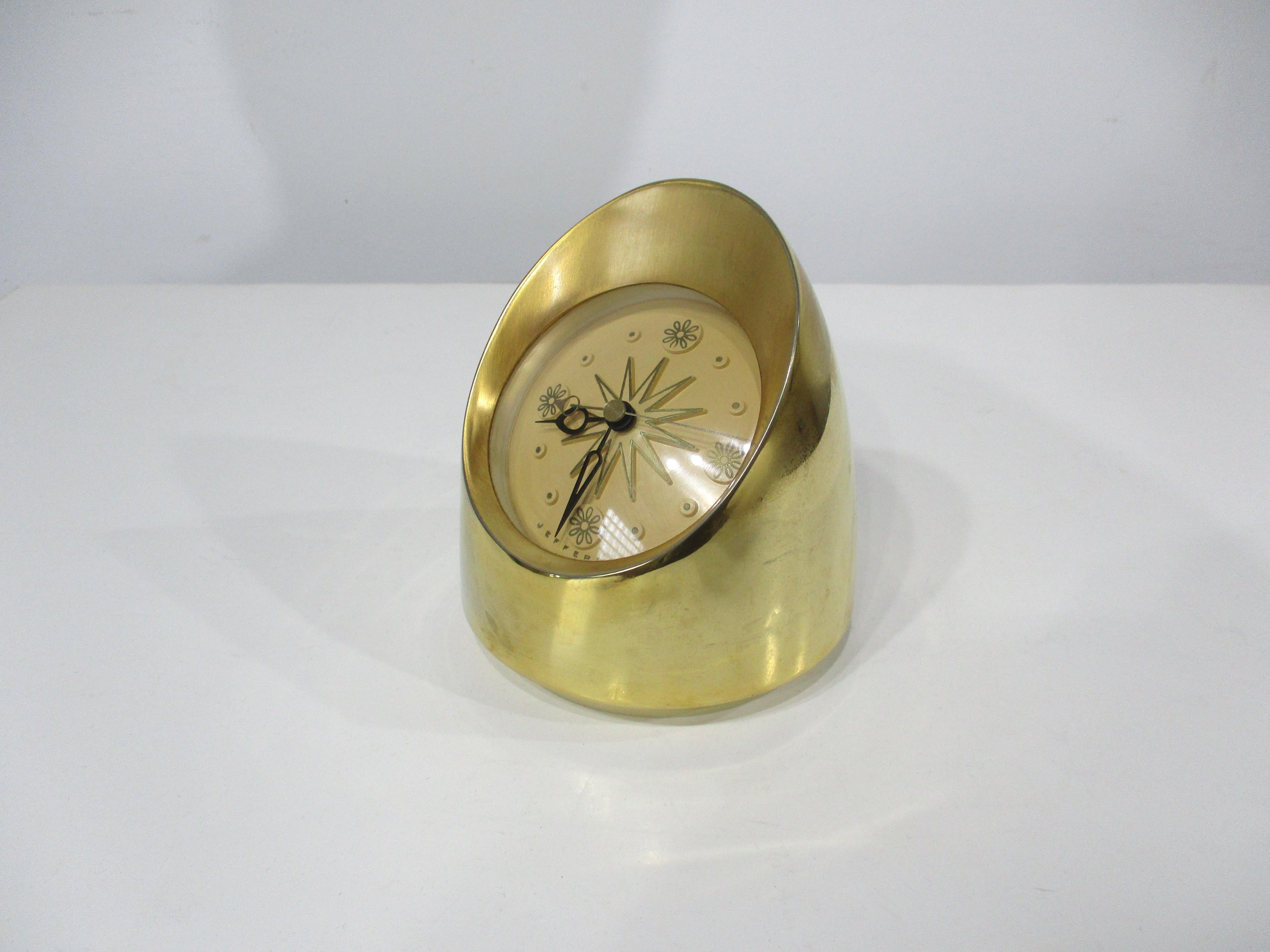 Mid-Century Modern Jefferson Intermezzo Table Clock 24K plated in the style of George Nelson 