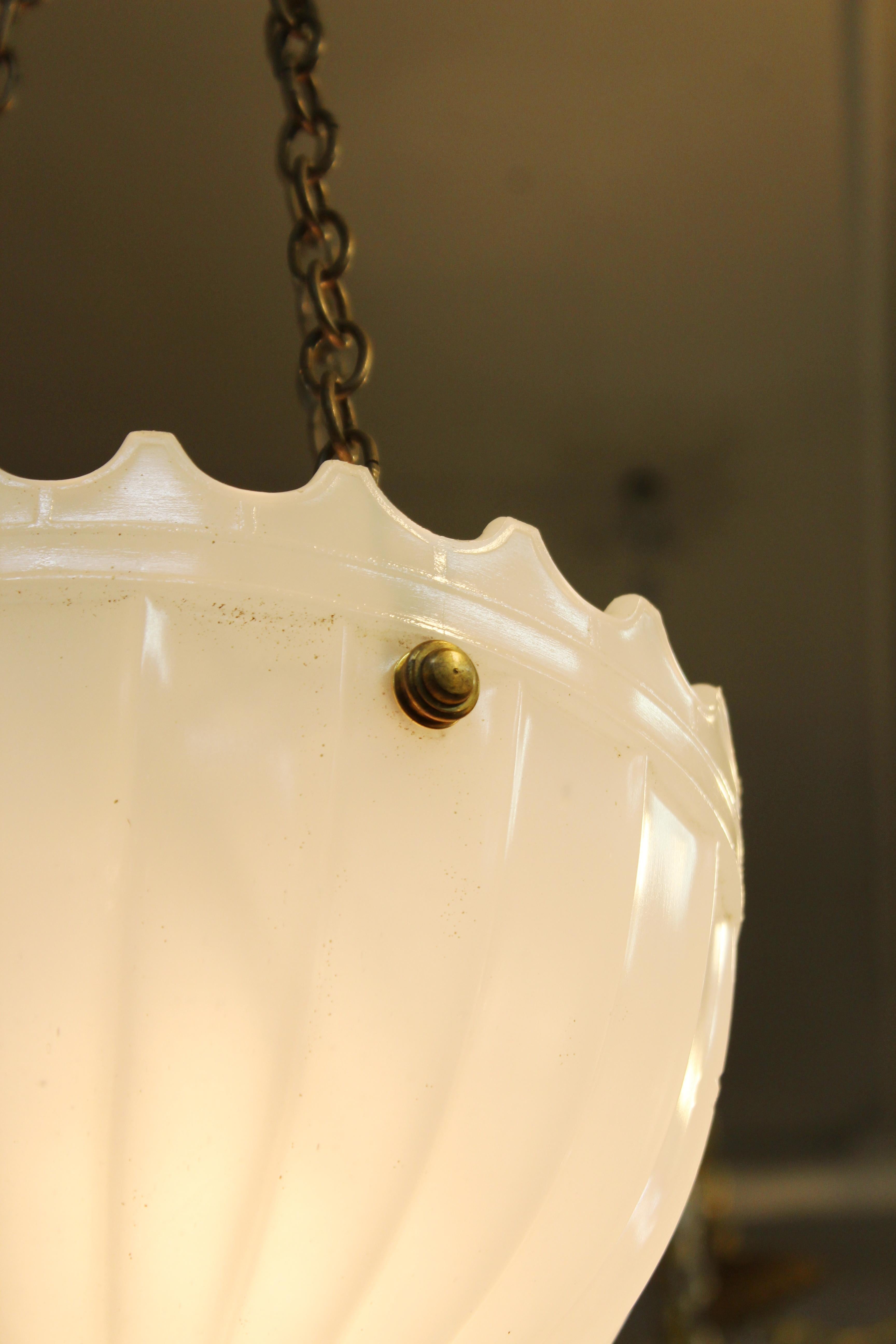 Jefferson Late Victorian Milk Glass Shaped Pendants In Good Condition In New York, NY