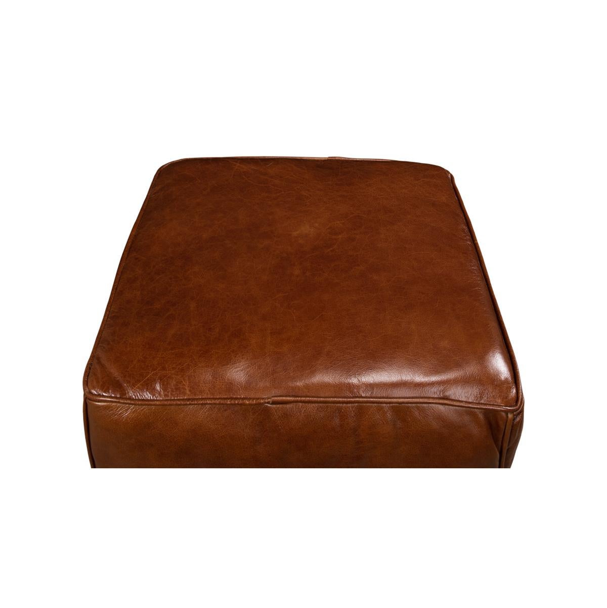 Asian Jefferson Leather Sitting Cube For Sale