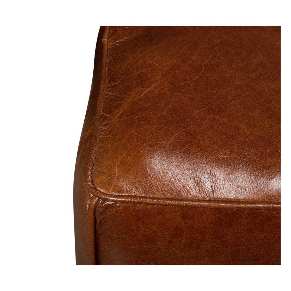 Contemporary Jefferson Leather Sitting Cube For Sale
