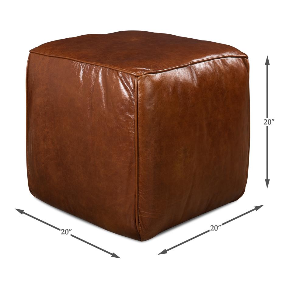 Jefferson Leather Sitting Cube For Sale 1