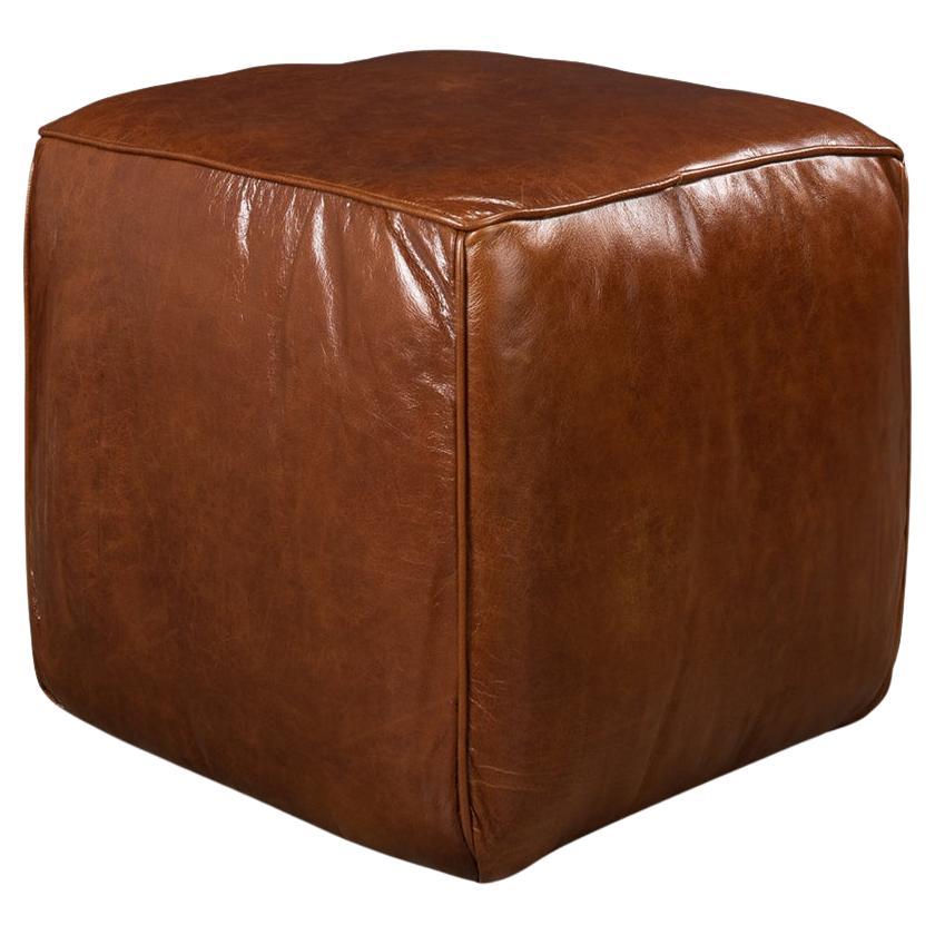 Jefferson Leather Sitting Cube For Sale