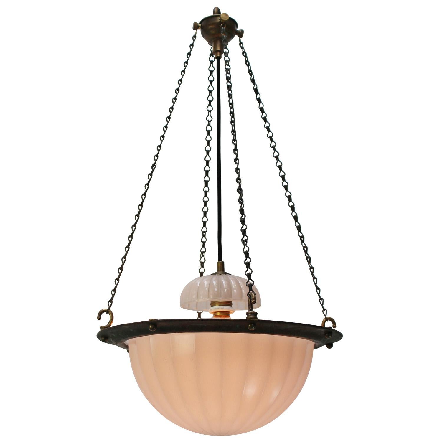Jefferson Moonstone Plafonnier Lámpara Colgante Art Decó Inglés Años 20 en venta 2
