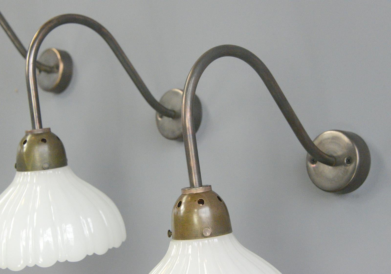 Jefferson Moonstone Wall Lights, circa 1910 In Good Condition In Gloucester, GB