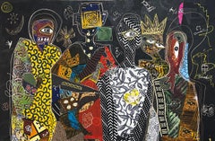 Royal Reverie (The Child's Crown) (Fabric and newspaper on canvas)