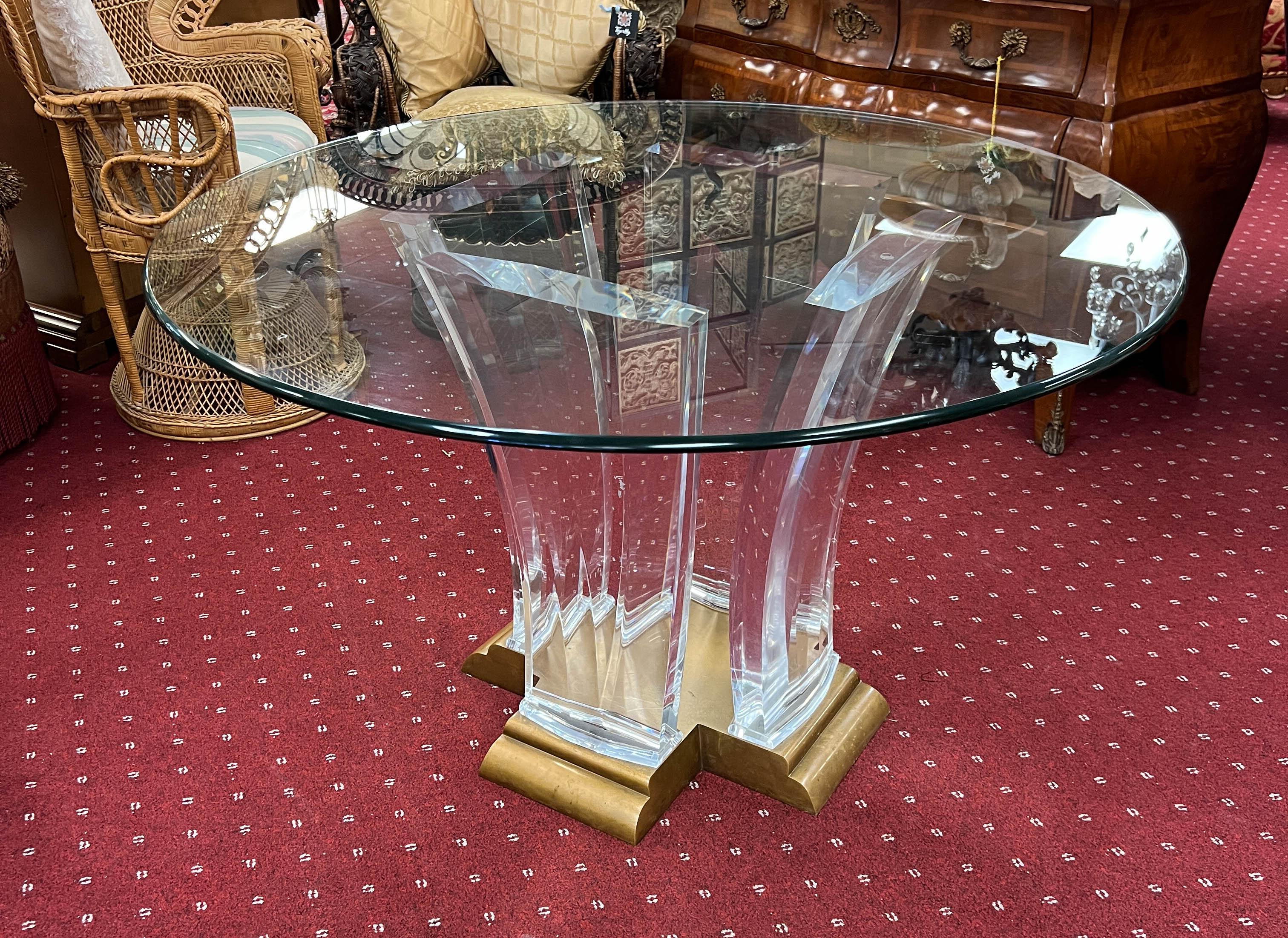 Jeffrey Bigelow Lucite and Brass Dining Table  For Sale 4