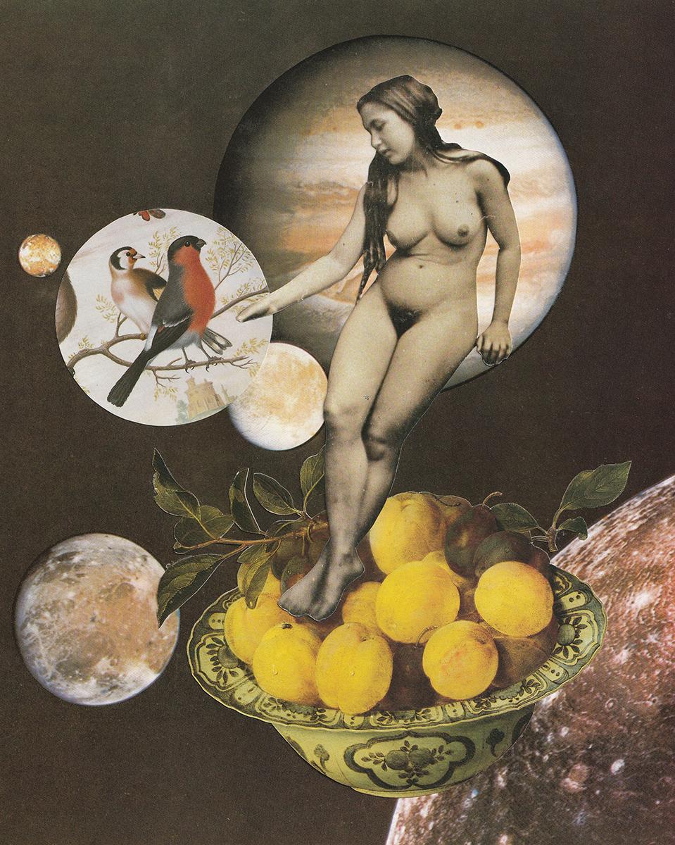 Untitled - Einzigartige fotobasierte Collage, Surrealismus, Nackte Frau, Raum