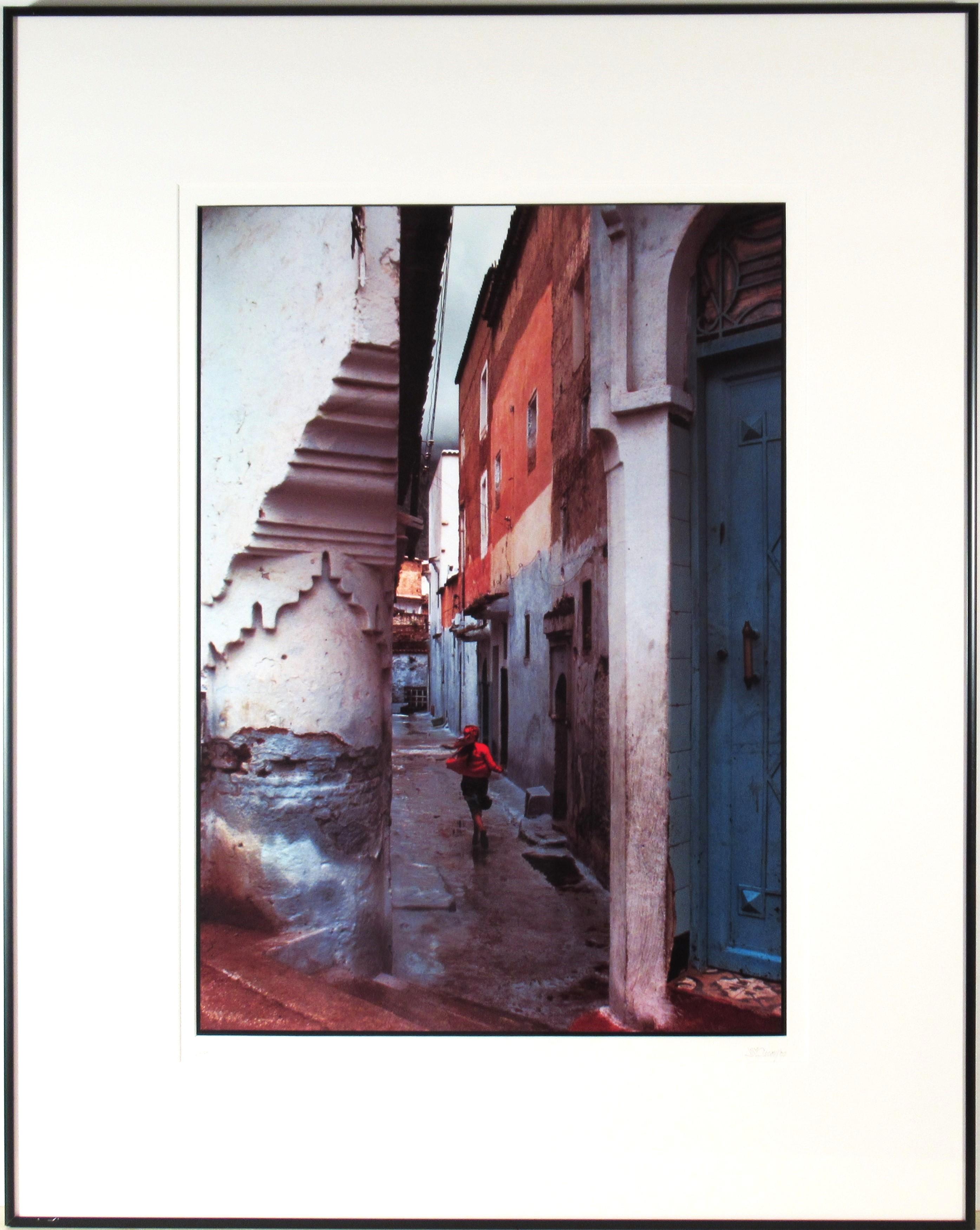 Jeffrey Becom Color Photograph - "Street in Chaouen, Morocco" Cibachrome photograph
