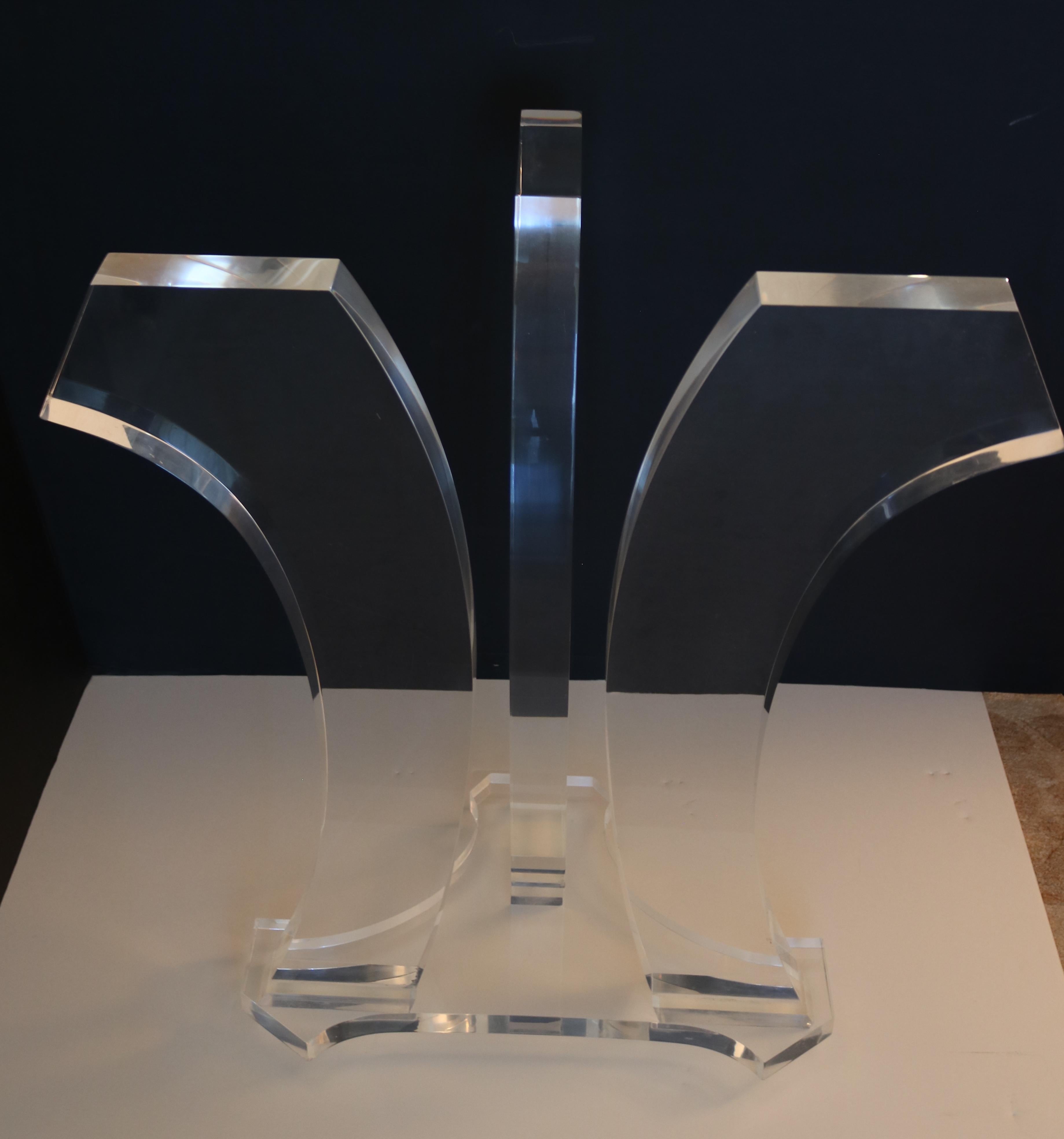 Jeffrey Bigelow Clear Lucite Dining Table Bases-Signed/Dated 1978 For Sale 4