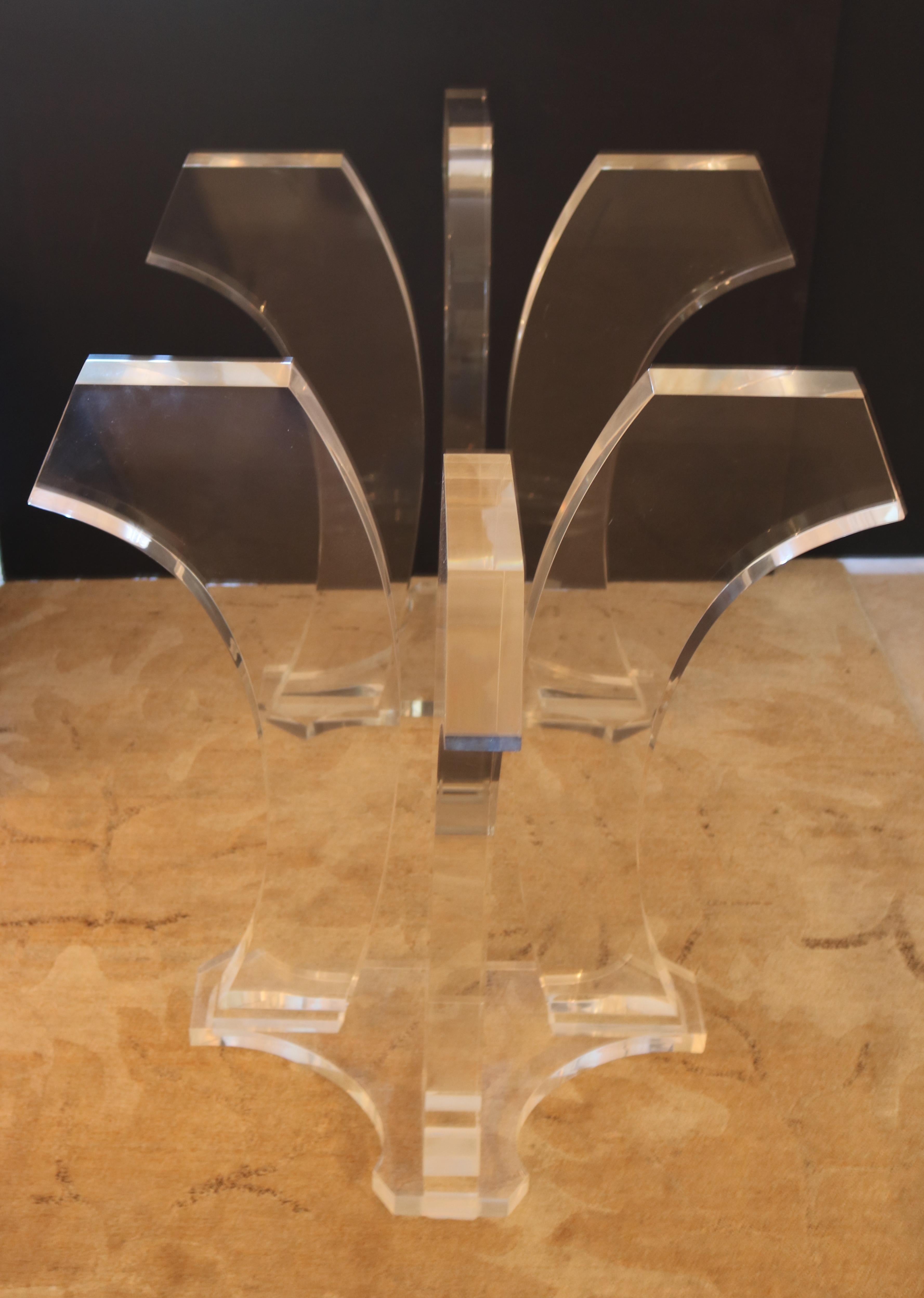 Modern Jeffrey Bigelow Clear Lucite Dining Table Bases-Signed/Dated 1978 For Sale