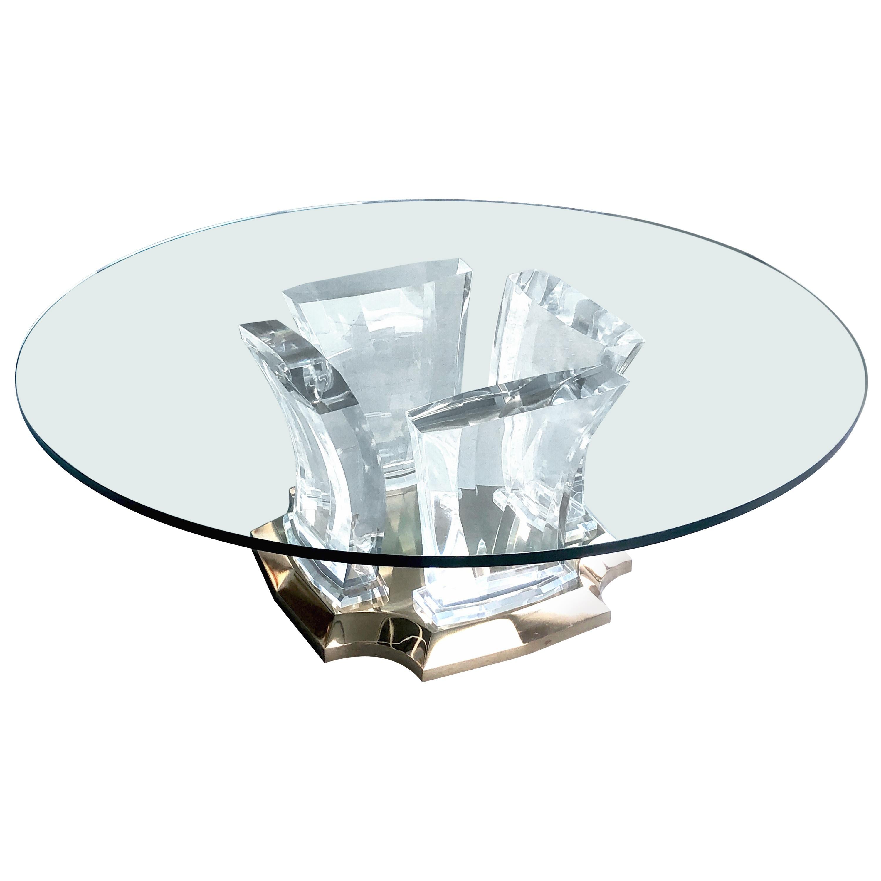 Jeffrey Bigelow Lucite and Brass Coffee Table