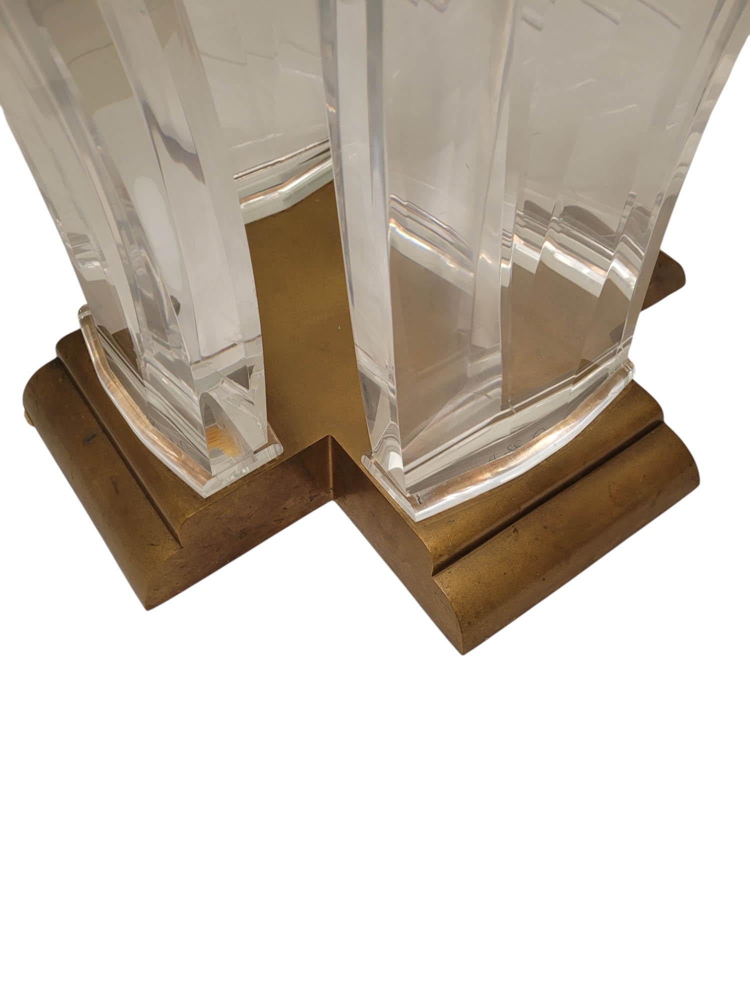 Jeffrey Bigelow Brass and Lucite Dining Table Base For Sale 3