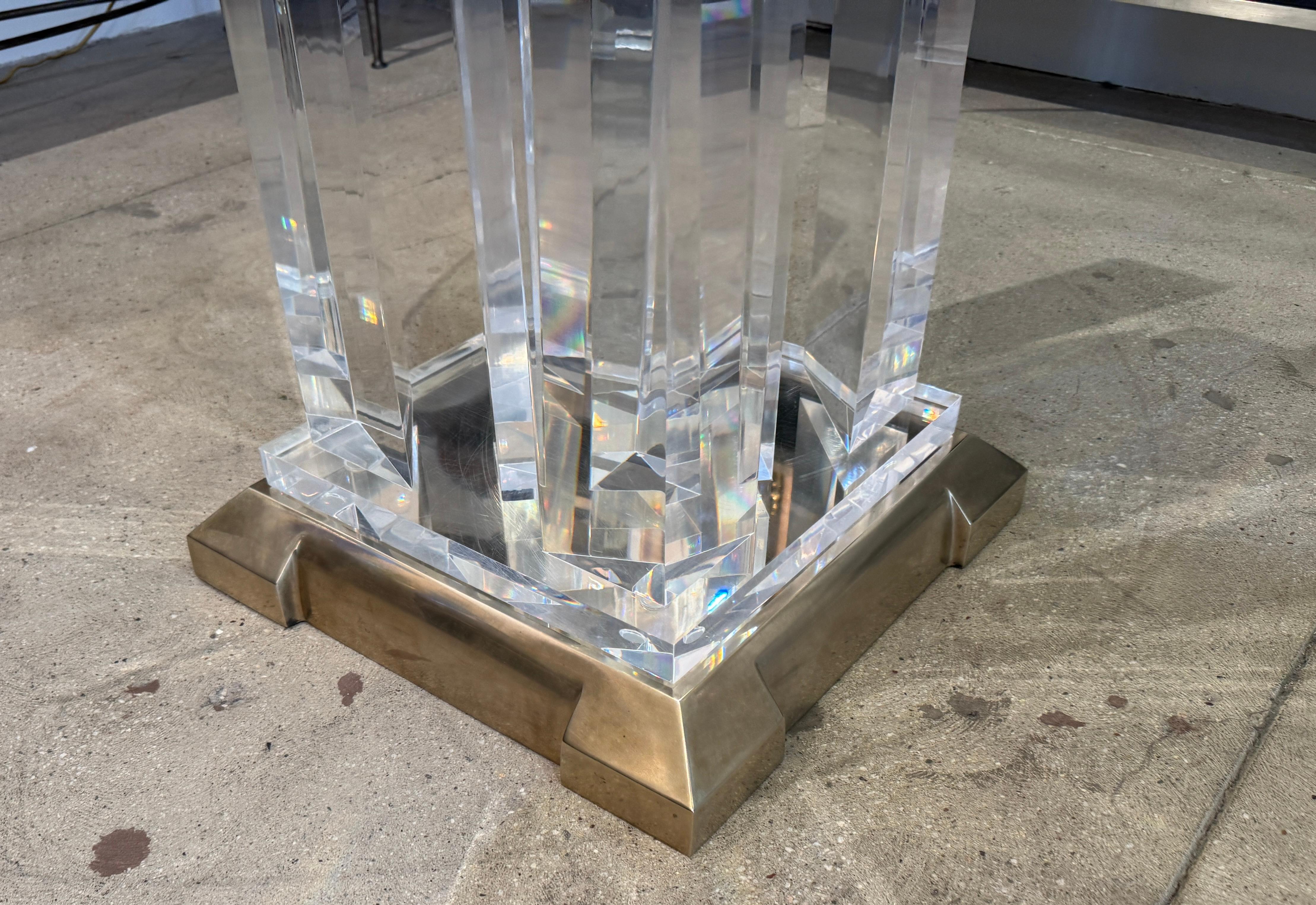 Jeffrey Bigelow Modernist Lucite und Bronze Esstisch im Angebot 5