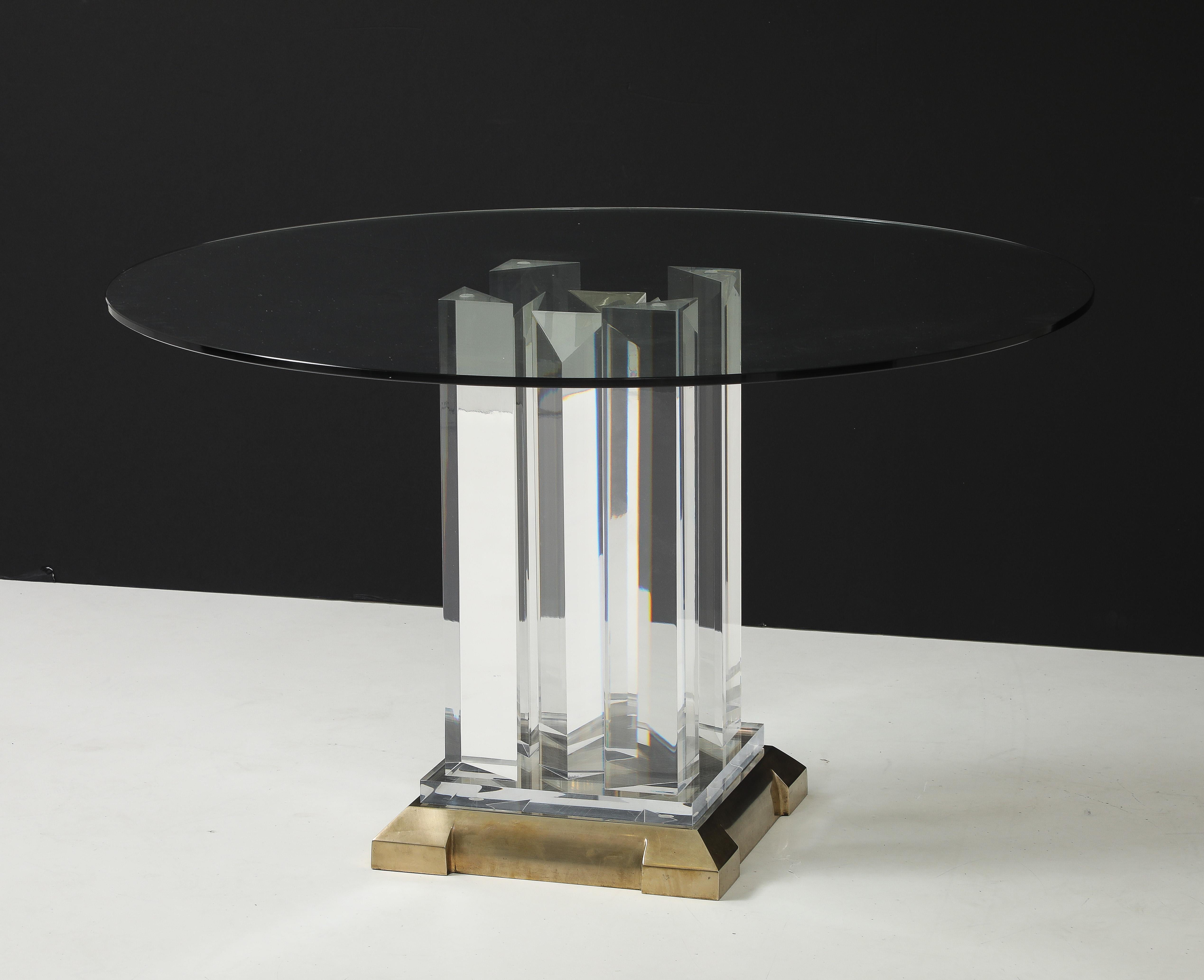 Jeffrey Bigelow Modernist Lucite And Bronze Dining Table For Sale 6