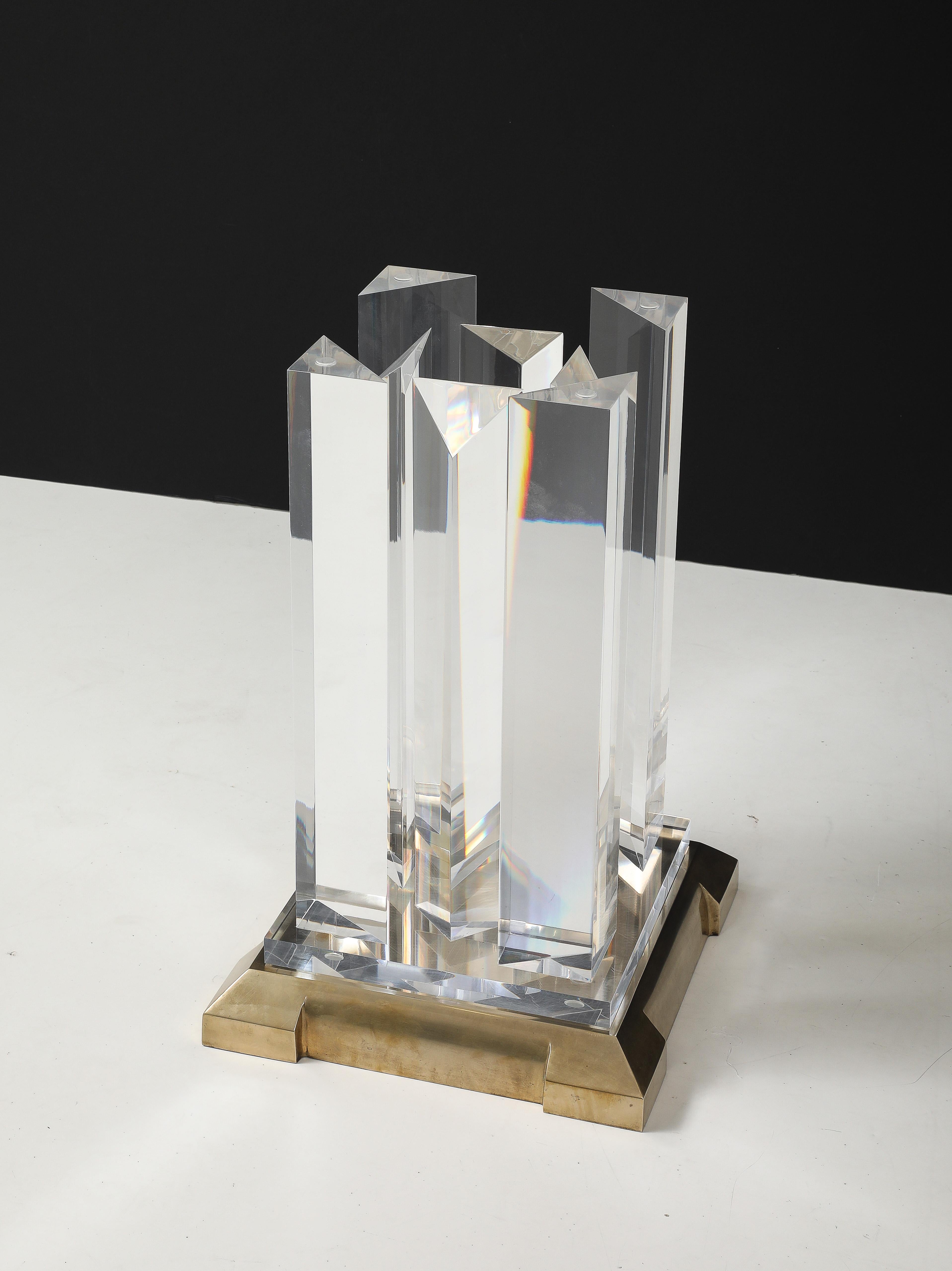 Jeffrey Bigelow Modernist Lucite And Bronze Dining Table For Sale 8